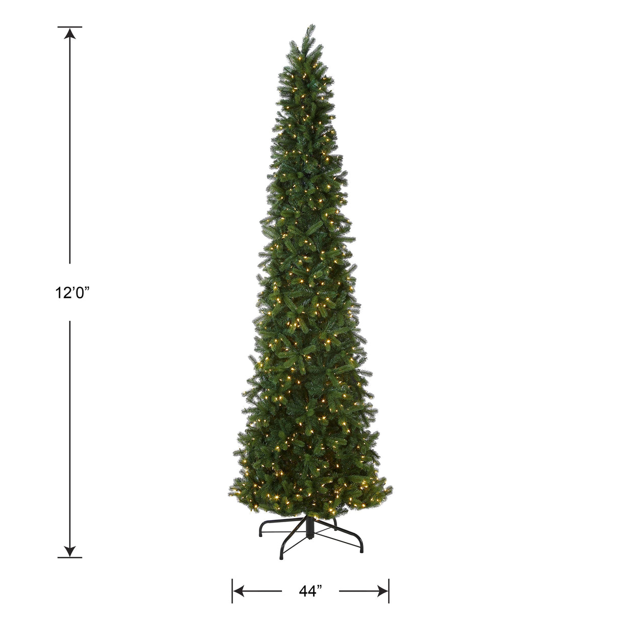 National Tree Company Pre-lit 'Feel Real' Artificial Giant Slim Downswept Christmas Tree, Green, Douglas Fir, Dual Color LED Lights, Includes PowerConnect and Stand, 12 feet National Tree Company