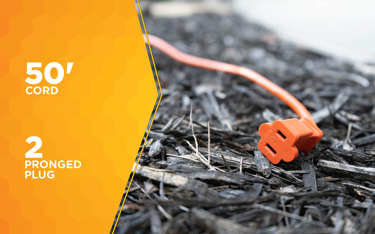 Woods 0723 16/2 SJTW General Purpose Extension Cord, Medium Duty, Ideal for Landscaping and Powering Appliances, Water Resistant Flexible Vinyl Jacket, Durable Molded Plug, 50 Foot, Orange Woods