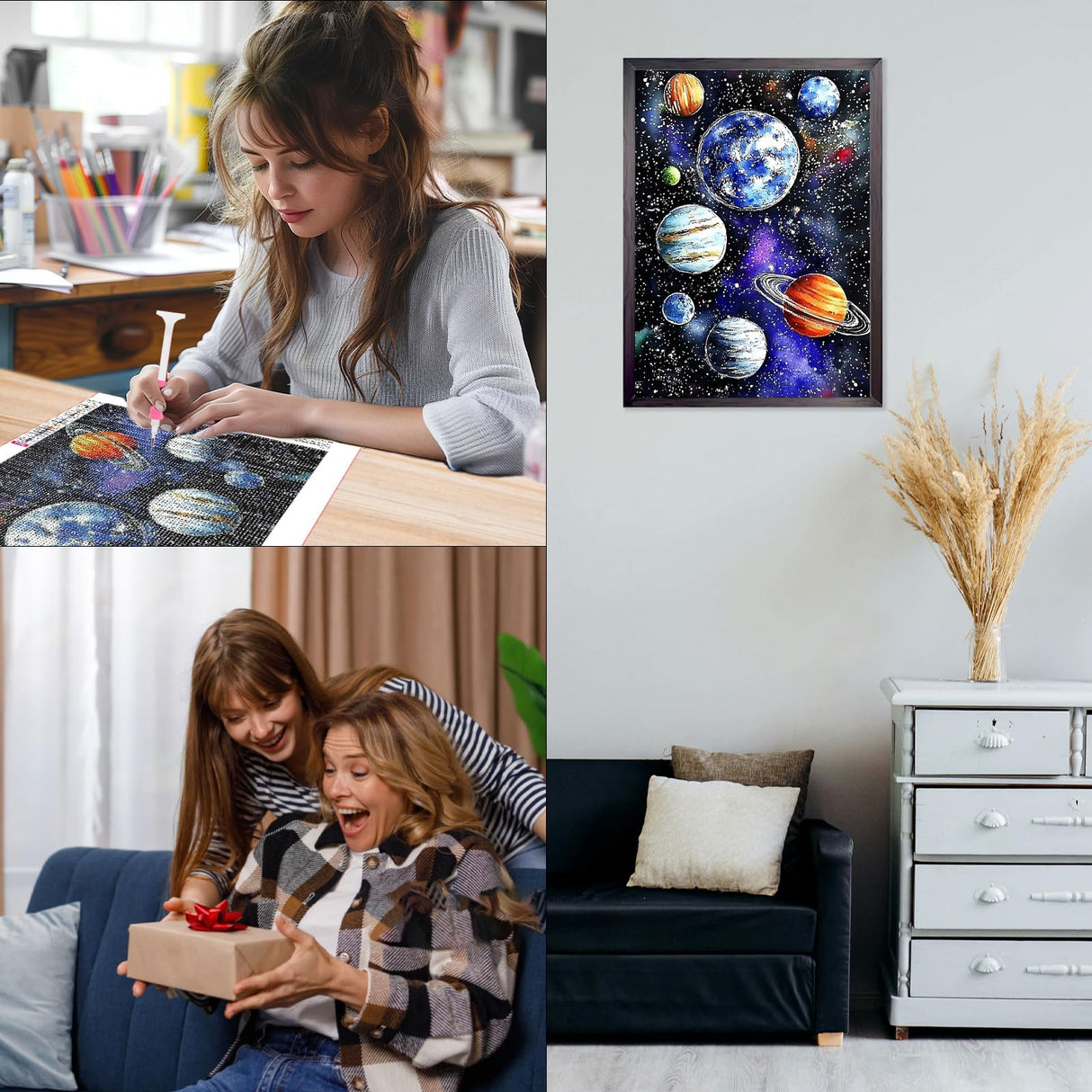CEOVR Universe Planets Diamond Art Kits for Adults, 5D DIY Full Drill Space Stars Diamond Painting Dots Crystal Gem Art, Adult Crafts Kits Arts and Crafts, Wall Decor for Home Office 12x16inch CEOVR