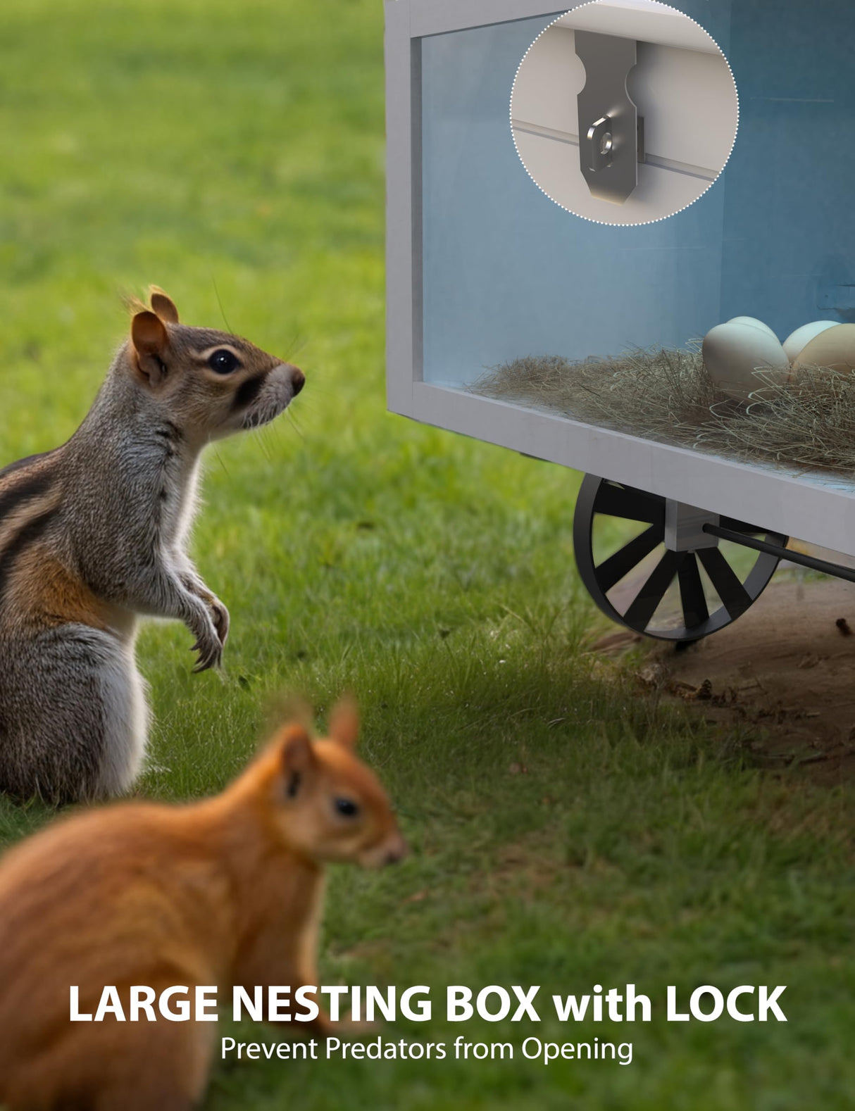 Fitenlor Large Chicken Coop, Wooden Chicken Coop for 3 4 5 Chickens, 106in Outdoor Hen House with Run, Waterproof Roof, Nesting Box, Pull Out Trays and Ramp, White Fitenlor