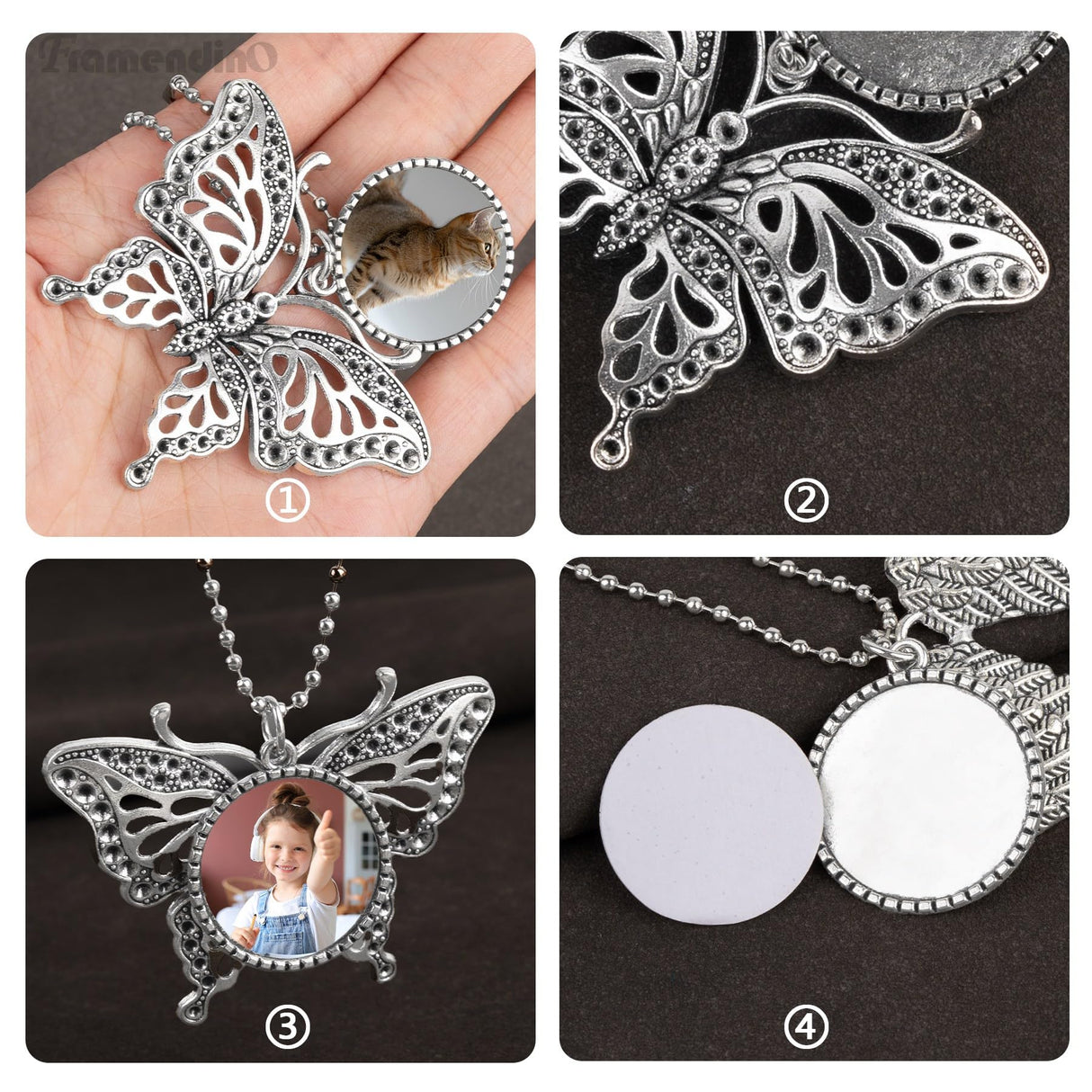 Framendino, 4 Pack Sublimation Blank Angel Wing Car Hanging Ornament Angel Wing Pendant Decoration Butterfly Photo Frame Ornament for Car Christmas Tree Decor Framendino