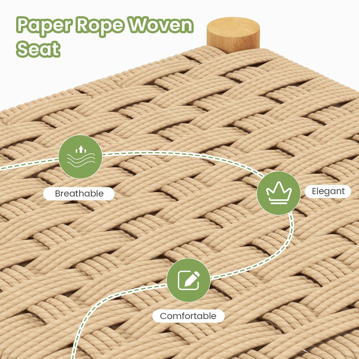 Giantex 26" Counter Height Wood Bar Stools Set of 4, Boho Rattan Barstools, Max Load 330 Lbs, Armless Saddle Kitchen Stools, Backless Wicker Bar Stools for Kitchen Counter Indoor Outdoor Giantex