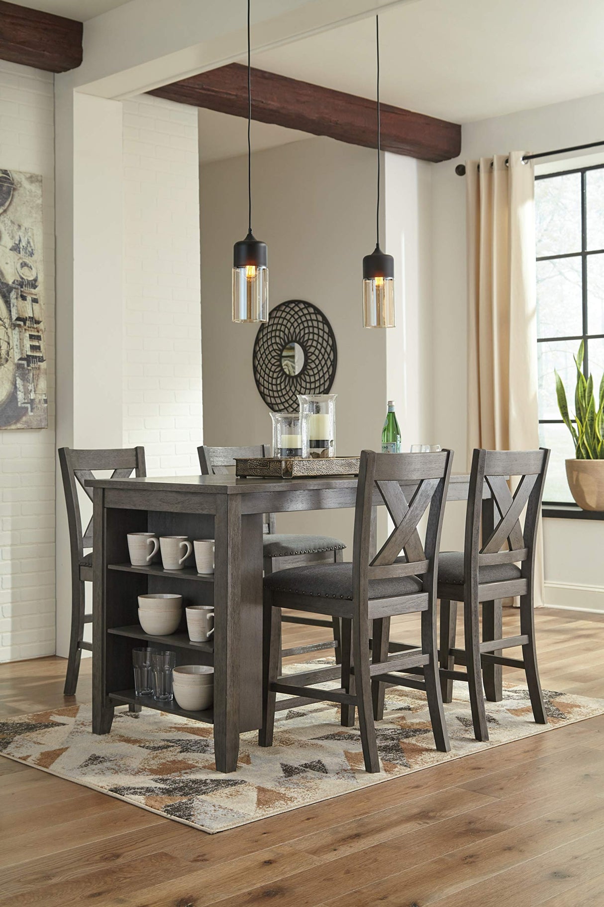 Signature Design by Ashley Caitbrook Rustic 24.63" Counter Height Upholstered Barstool, Set of 2, Gray Signature Design by Ashley