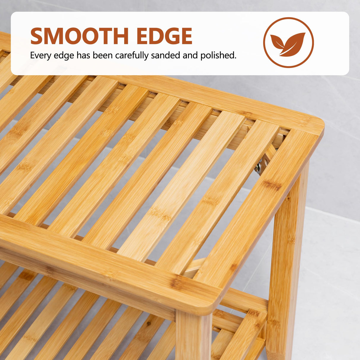 Forevich Bamboo Shower Bench Stool Bathroom Shower Chair Seat with Storage Shelf Spa Bath Foot Rest for Insider Shower Bathtub Elderly and Disabled Natural Forevich