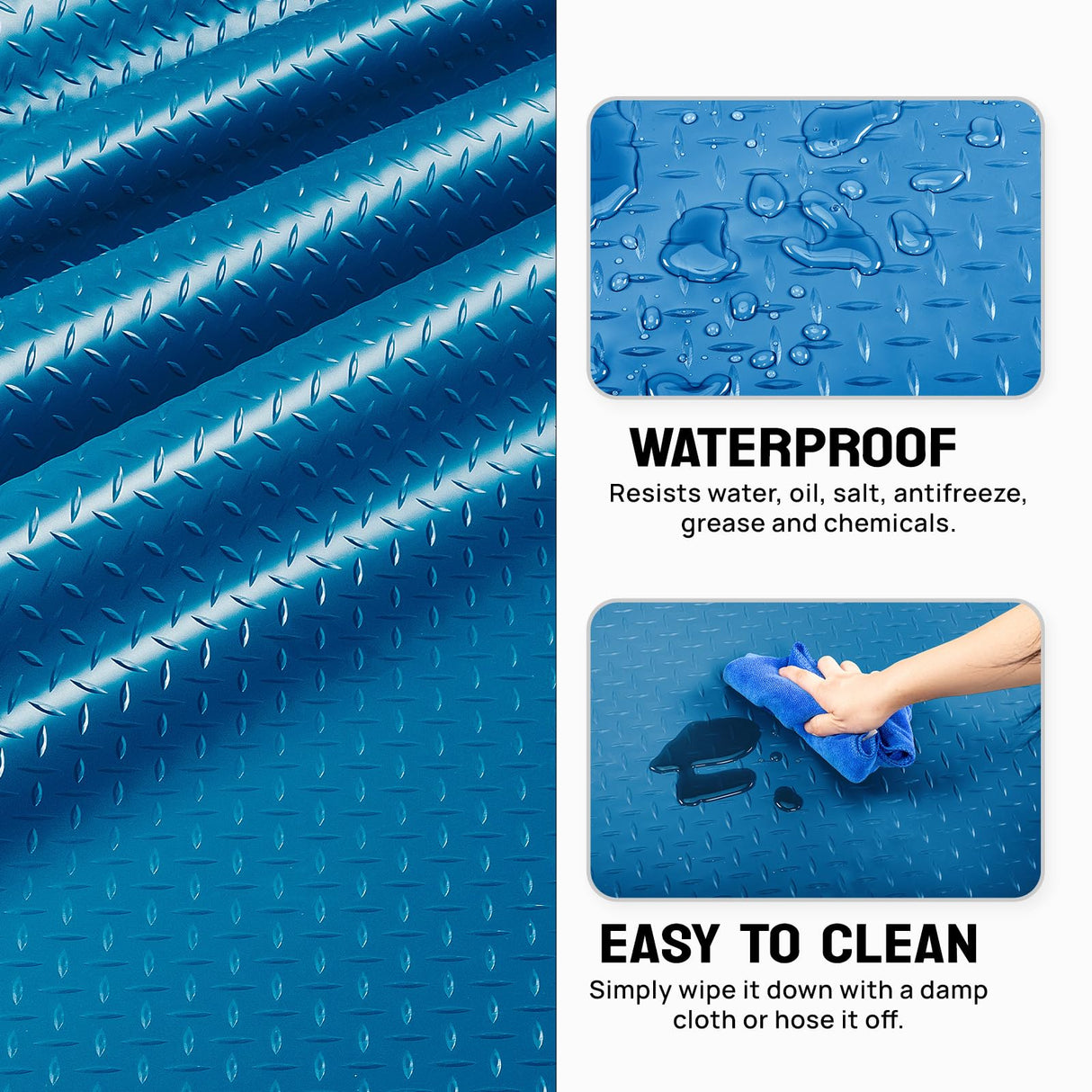 TUFFIOM 7.5 x 20 FT Garage Floor Mat, Thickened Diamond Plate PVC Garage Mats Flooring Roll for Under Car, Garage Parking Mats for Floor Large SUVs, MPV, Pickup Truck TUFFIOM