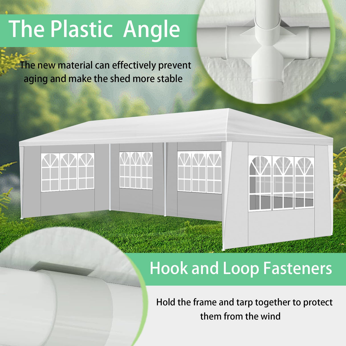 LIULINREST 10x30FT Outdoor Wedding Tents for Parties, Heavy Duty Canopy Event Tent with 5 Removable Sidewalls and Windows, Waterproof Gazebo Shelter for Weddings, BBQs & Events (White, 10X30FT-5Sides) LIULINREST