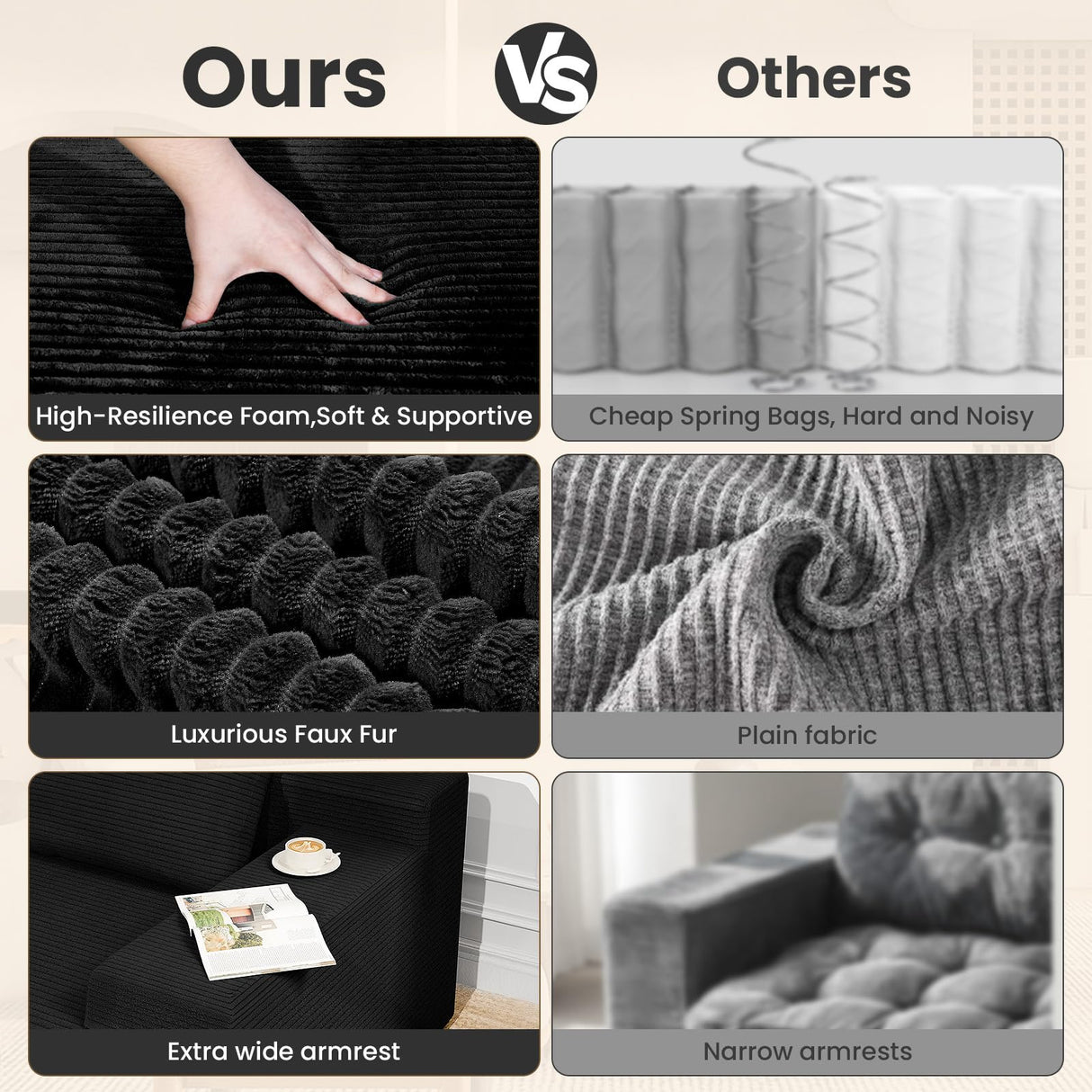 LEVELEVE 106" Cloud Sectional Couch with Deep Seat,Modern Modular Sofa with L-Shape Chaise,No Assembly Required, Upholstered Couches for Living Room Bedroom(Black,Right Facing Chaise) LEVELEVE