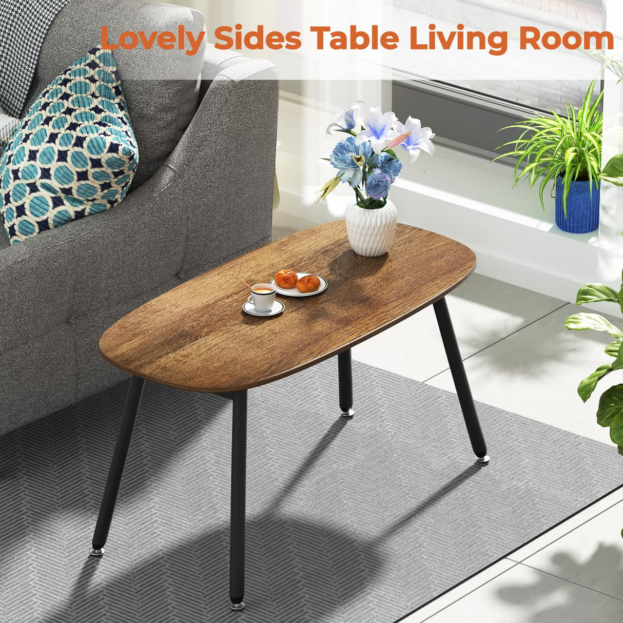 WOHOMO Folding Coffee Table Rustic Small Coffee Tables for Living Room Farmhouse Portable Table for Small Spaces Rectangular Mid Century Coffee Table, No Assembly 31.5 * 15.7 * 17.7IN, Walnut WOHOMO