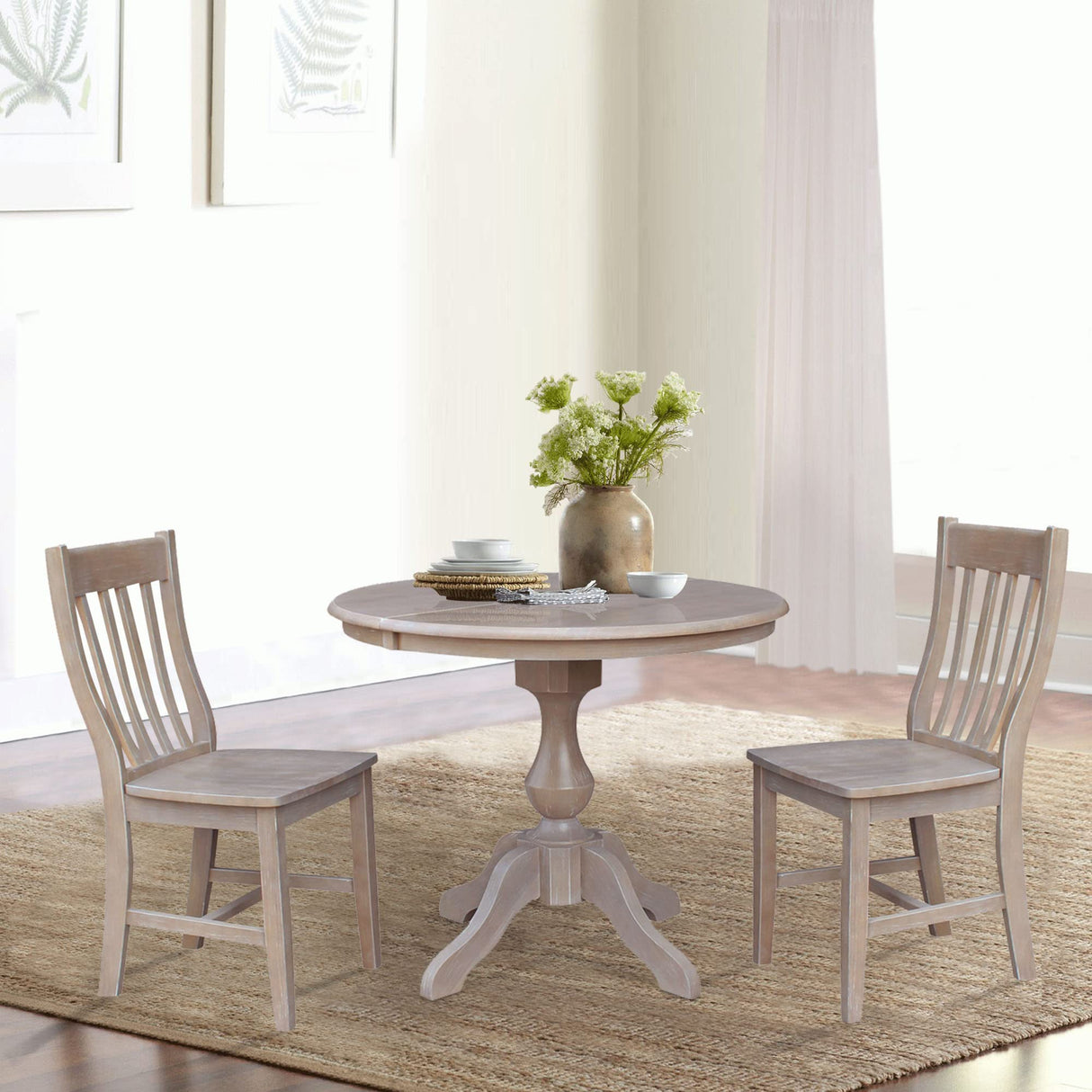 International Concepts Set of Two Cafe Dining Chairs, Washed Gray Taupe IC International Concepts