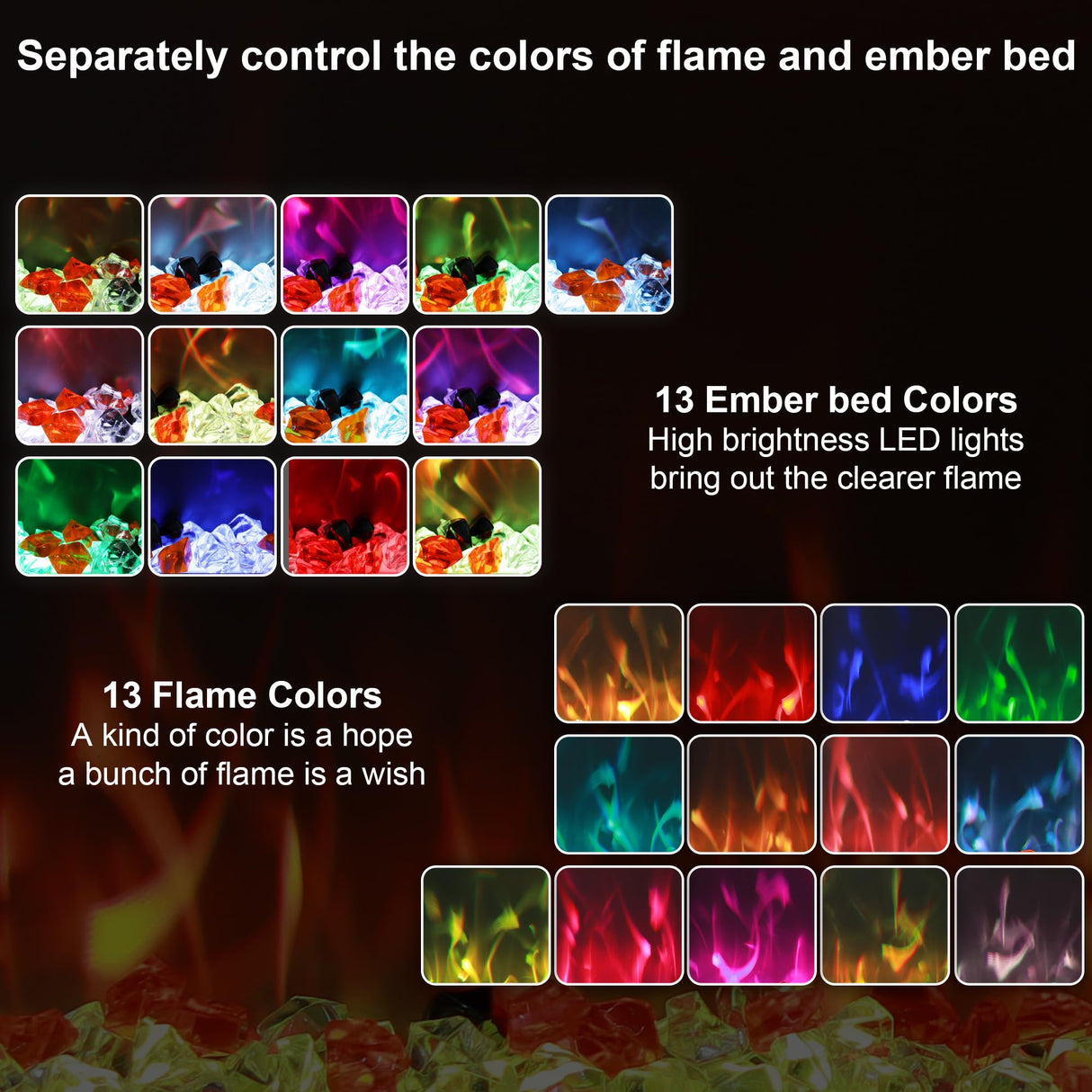 Oxhark Flame Linear Electric Fireplace 72 Inch, APP & Touch Screen & Remote Control, 13X13 Flame Color Combinations, Timer & Thermostat Fireplace Heater Oxhark Flame