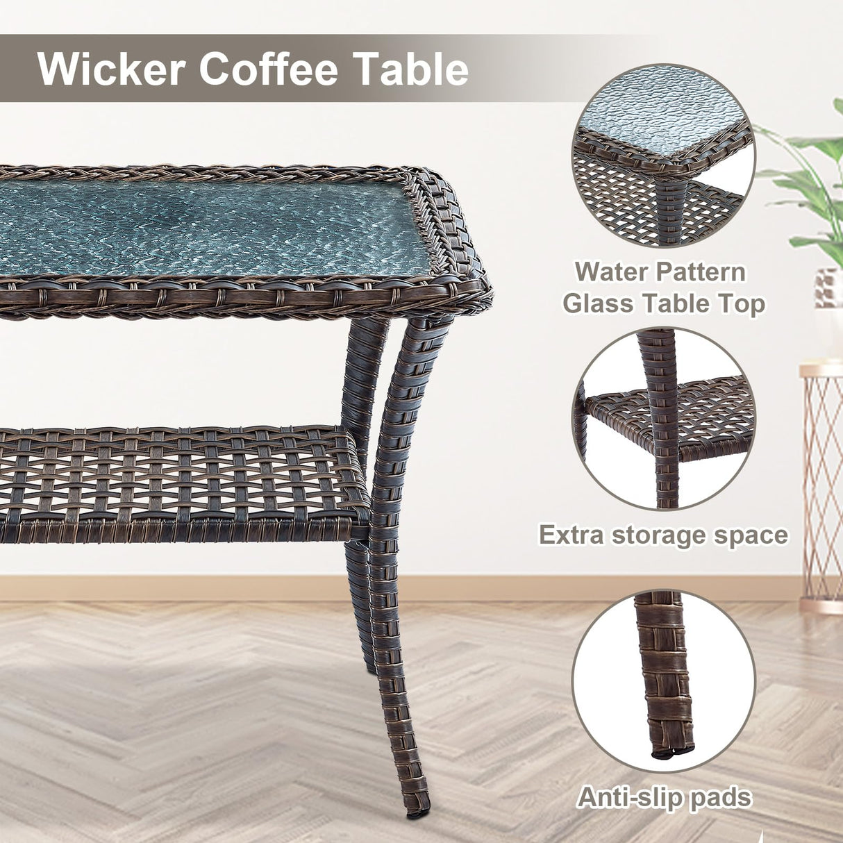 Belord Patio Wicker Furniture with Swivel Rocker Chairs Loveseat, 5 Piece Rattan Furniture Outdoor Table and Chairs Set for Patio Deck Porch Backyard Belord