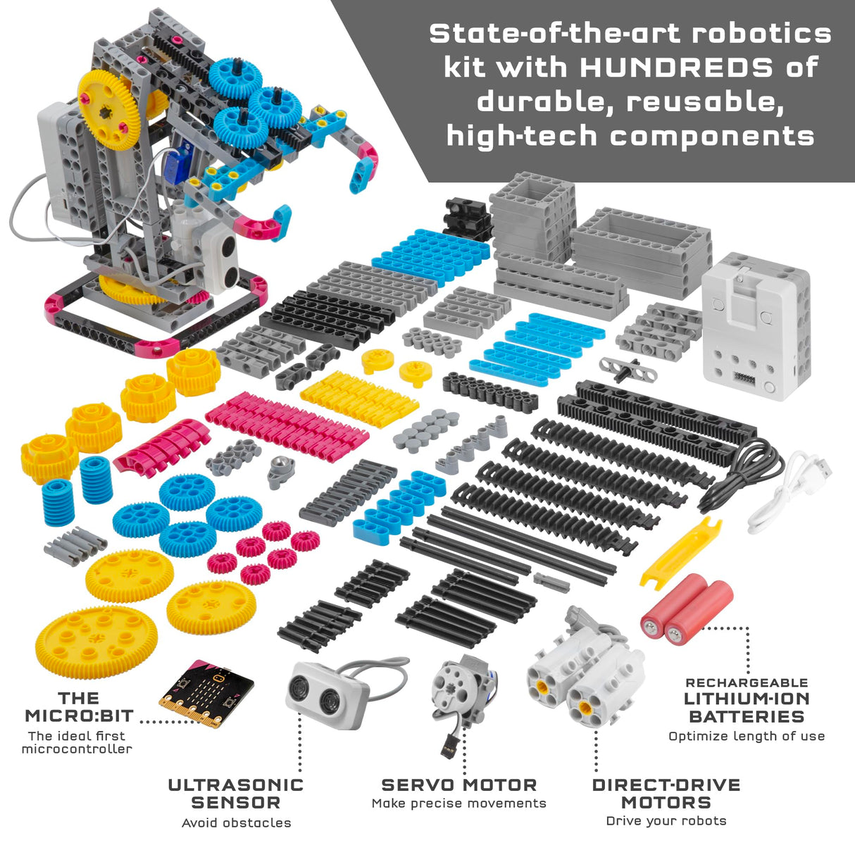 Thames & Kosmos Robotics Workshop with Micro:Bit STEM Experiment Kit, Creative, Educational Coding & Programming Curriculum for Home & School Use, Utilizes MakeCode App to Learn Python, Javascript Thames & Kosmos