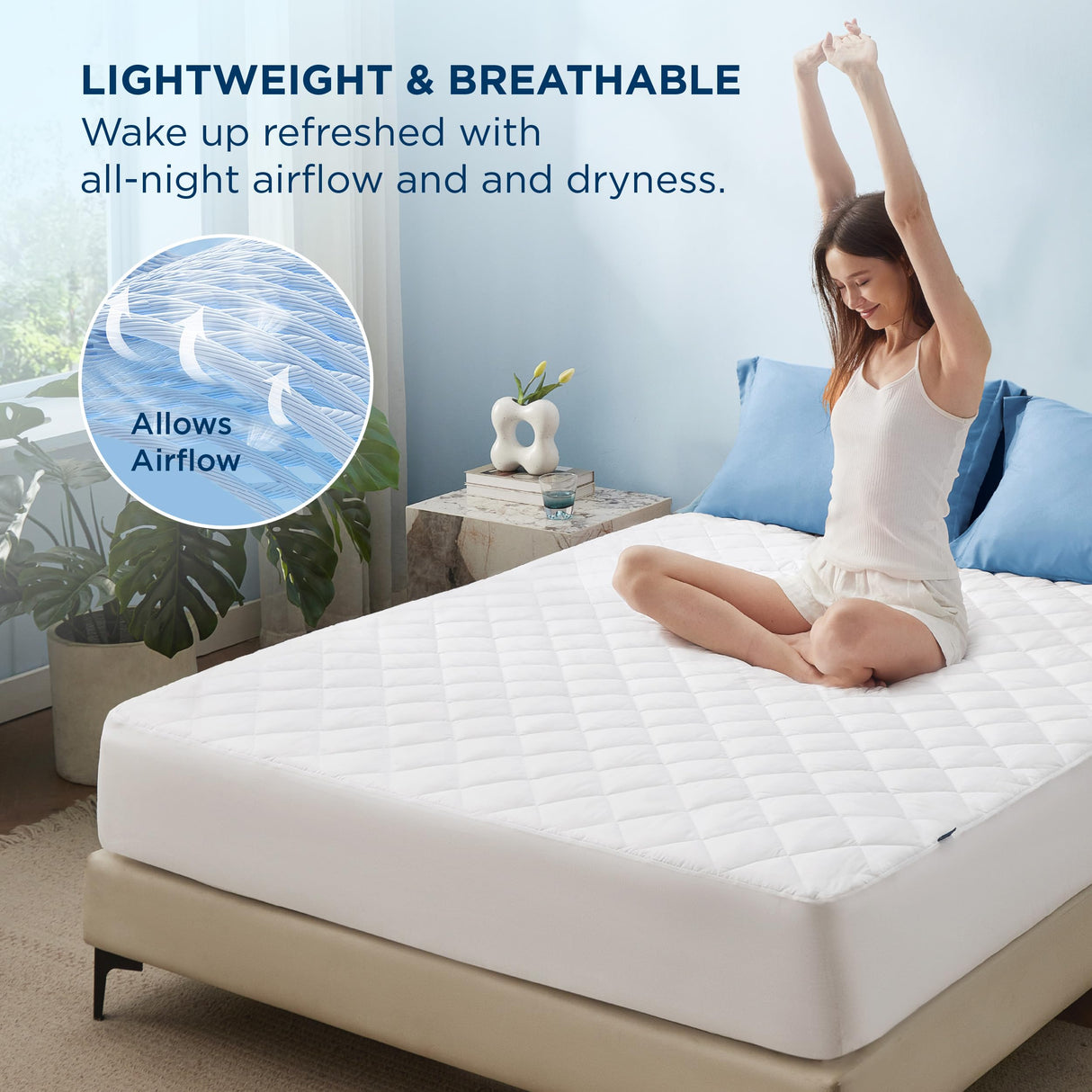 Bedsure Full Mattress Protector, Quilted Mattress Topper Full with Deep Pocket up to 22 Inches, Soft Breathable Noiseless Bed Cover, Waterproof Bed Pad for Home, Bedroom, Hotel - White Bedsure
