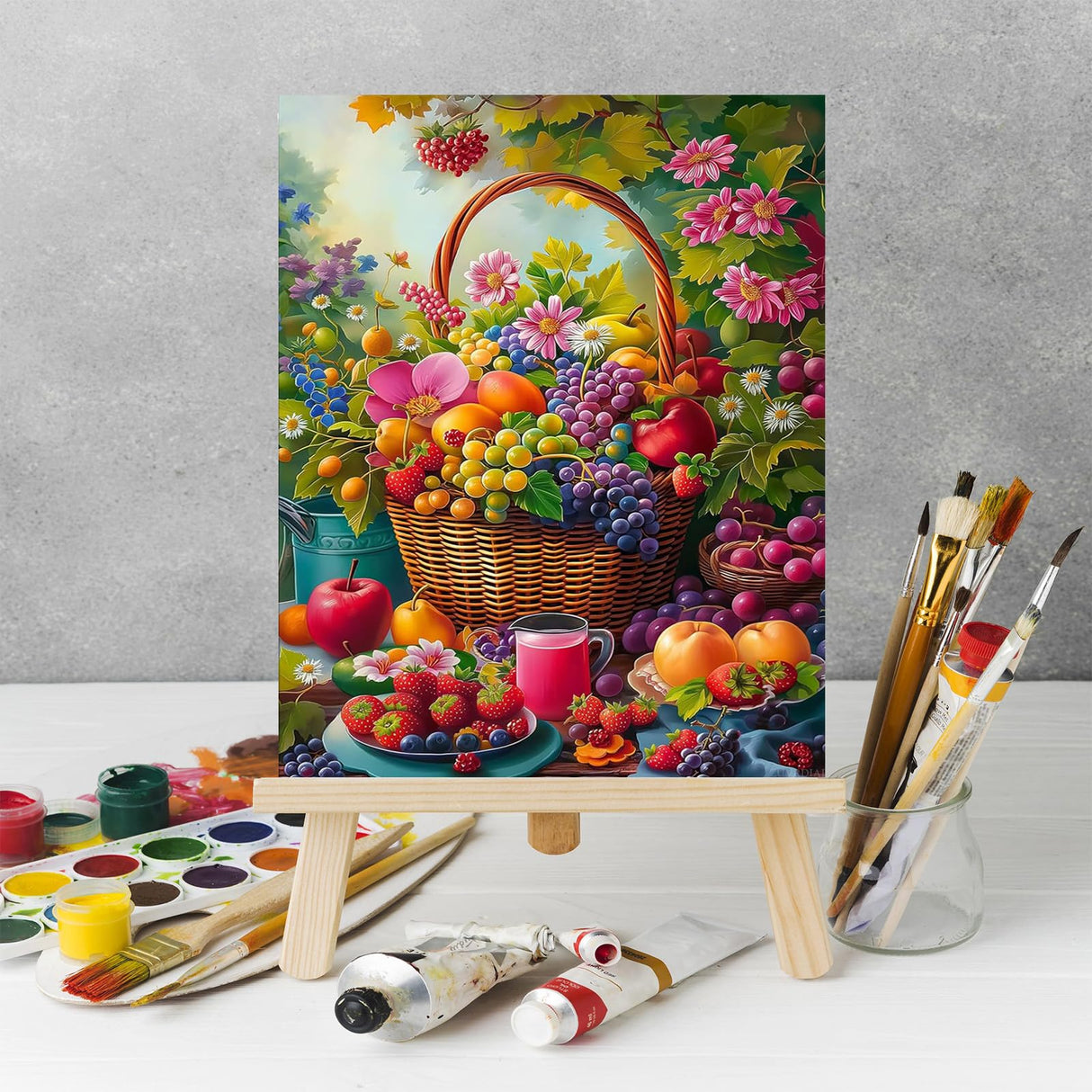 ZUVRDIAI Fruit Basket Paint by Numbers for Adults Canvas Harvest Season Paint by Number Kits on Canvas Fall Gardening Oil Painting Kits Arts and Crafts for Home Decor Gifts 16x20 Inch Frameless ZUVRDIAI