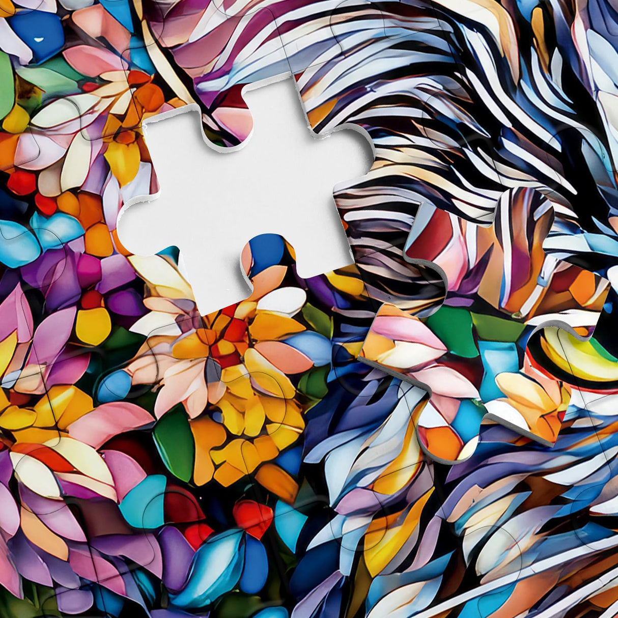 Flower Cat Puzzles for Adults 1000 Pieces, Colorful Art Floral Animal Jigsaw Puzzle, Beautiful Plant Garden Challenging Puzzles for Adults BBOLDIN