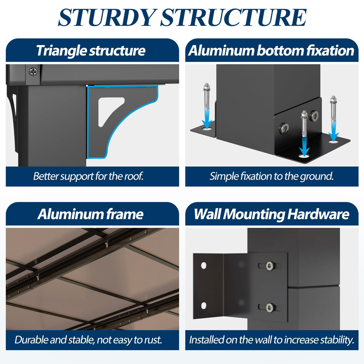 COVERONICS 12' X 20' Outdoor Polycarbonate Lean to Gazebo - Wall-Mounted Aluminum Frame Gazebo with Slope Hardtop, Patio Heavy-Duty Lean to Pergola with Netting & Curtains for Garden, Backyard, Deck COVERONICS
