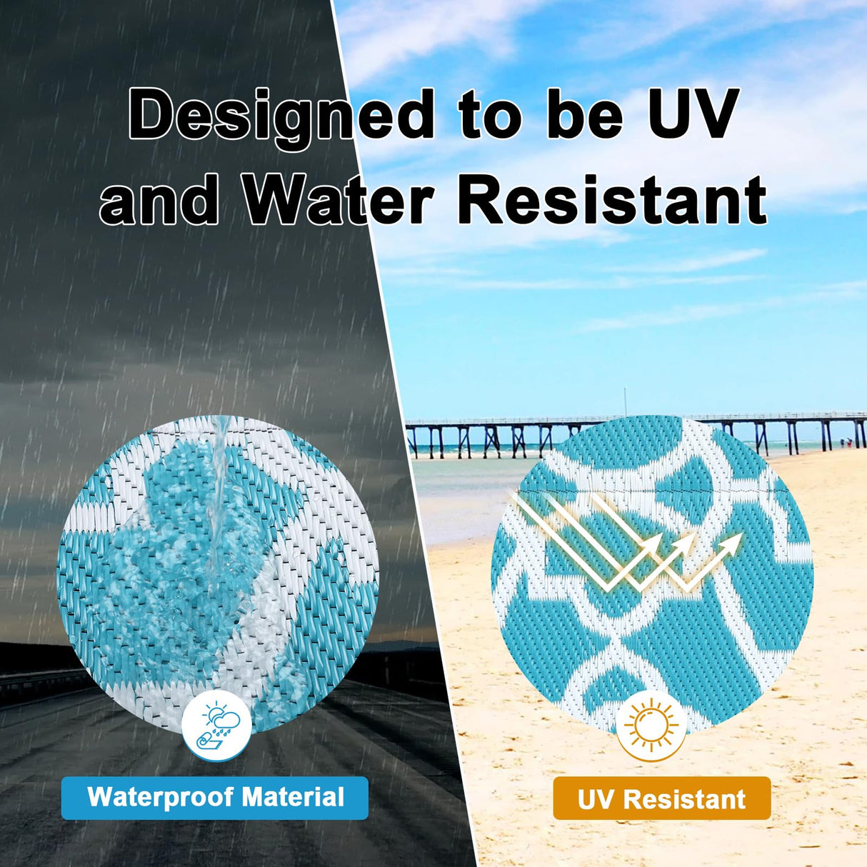 HEBE Outdoor Rug Waterproof 6x9, Plastic Straw Rug Camping Rug, Reversible Outdoor Patio Rugs RV Mat Clearance, Indoor Outside Floor Carpet for Porch,Deck,Camper,Balcony,Backyard HEBE