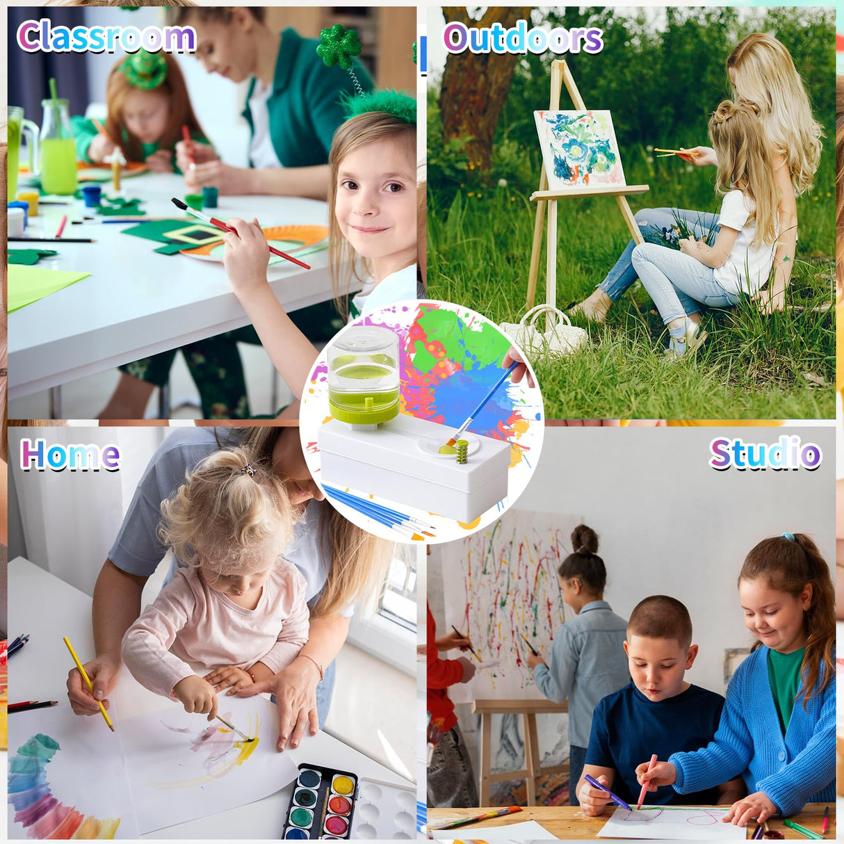 Paint Brush Cleaner Brush Rinser with Drain Water Circulation Paintbrush Scrubber Cleaner Rinser Cup for Acrylic, Watercolor, Oil and Water-Based Paints Art Supplies Paint Brush Cleaner Tool Sigilyer