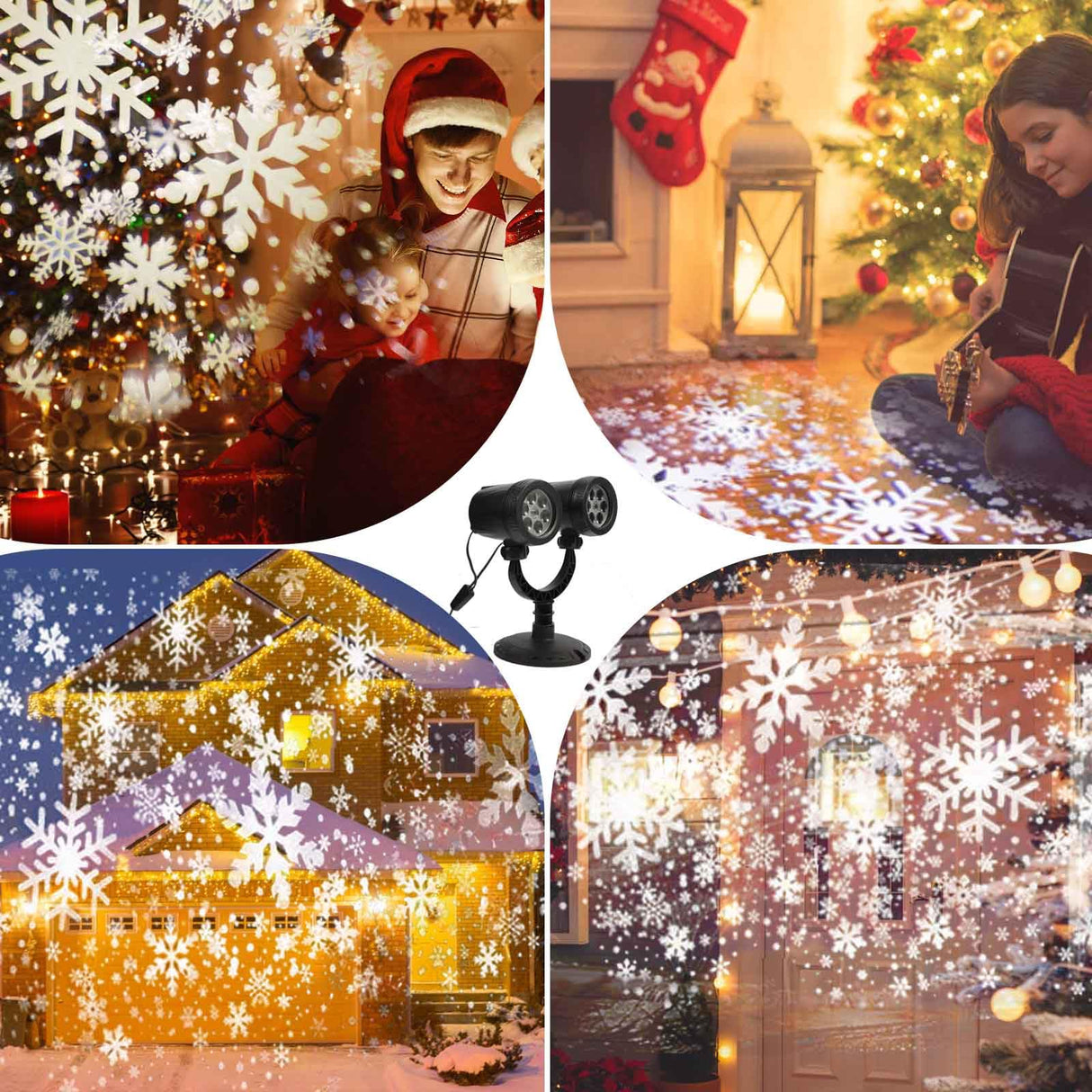 LILNIAGY Christmas Double Head Snowflake Projector Lights,Christmas Decorations Outdoor LED Christmas Lights IP65 Waterproof Rotating Snow Lamp Christmas Decor for Patio Wall Window Xmas Decor LILNIAGY