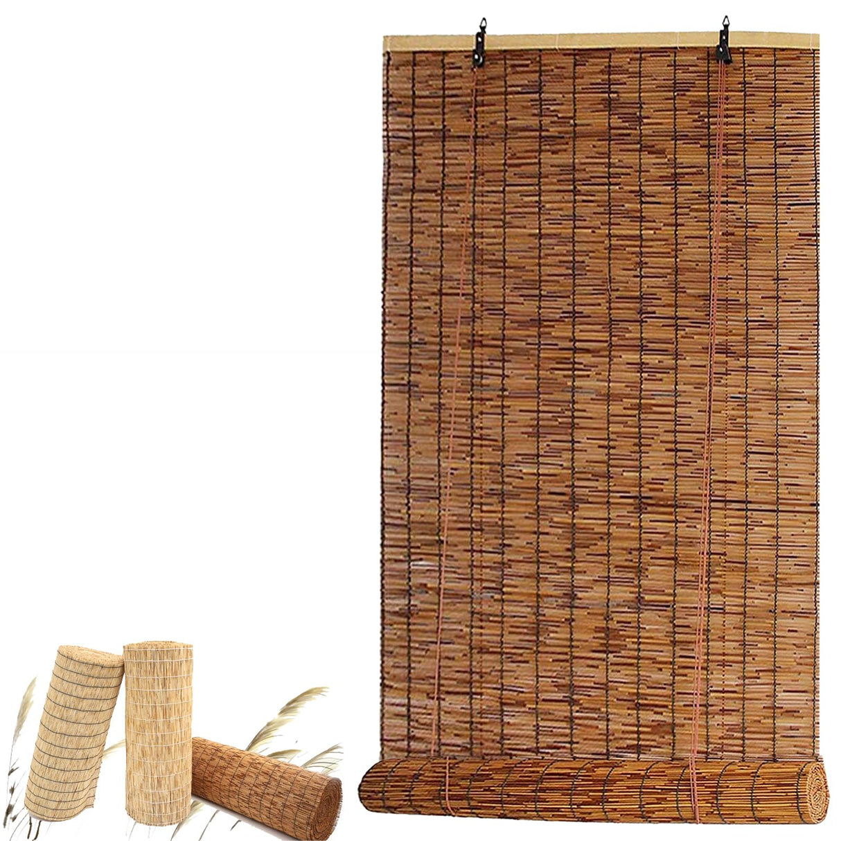 Bamboo Shade Bamboo Blinds Outdoor for Patio, Bamboo Blind Bamboo Roll Up Blinds, Reed Shades Outdoor Blinds, Bamboo Roll Up Shades for Porch/Garden/Sunroom Privacy 35x48inches(W×H) Brown WEZINK