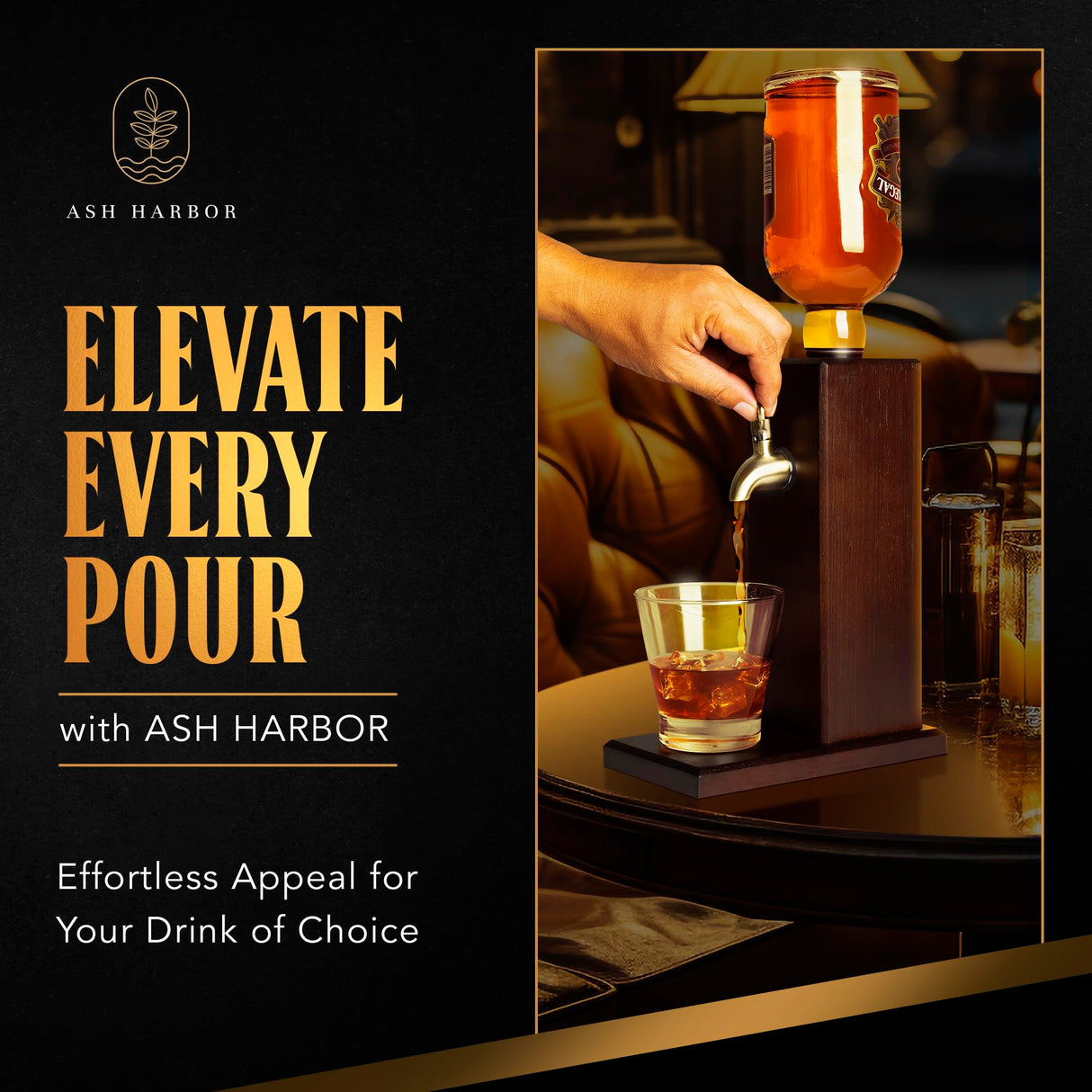 Countertop Liquor Dispenser for Home Bars – Wooden Whiskey Dispenser with Food-Safe All-Metal Valve – Bourbon Decanter & Whiskey Decanter for a Classy Presentation, Alcohol Gifts for Men by Ash Harbor Ash Harbor