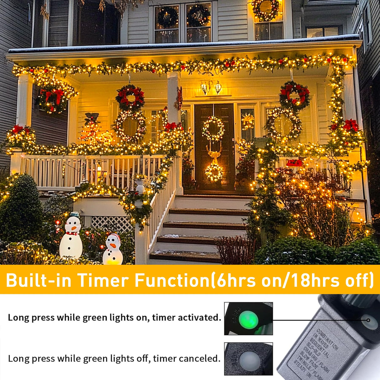 JMEXSUSS 1000 LED Warm White Christmas Lights: 328 Ft Warm String Lights Outdoor Waterproof - 8 Modes Christmas Tree Lights Plug in JMEXSUSS