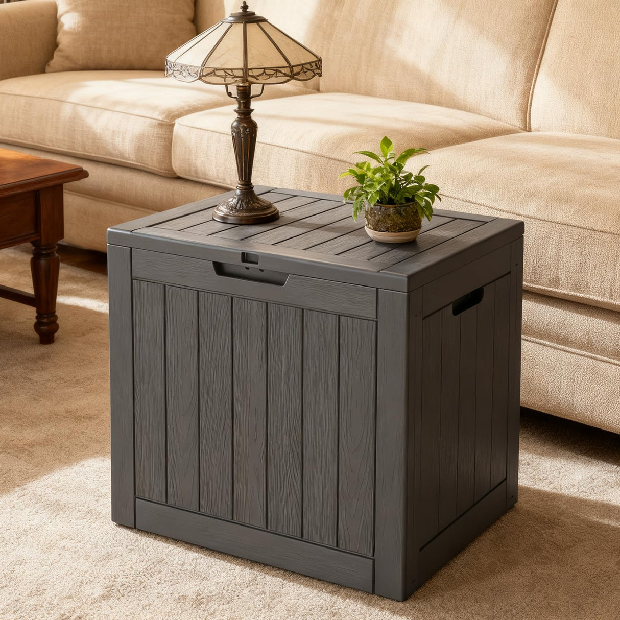 LubanNese Outdoor Storage Box, 35 Gallon Deck Box Waterproof, Resin Patio Storage Bin for Package Delivery, Patio Furniture Cushion, Garden Tools, Pool Accessories, Weatherproof, Black LubanNese