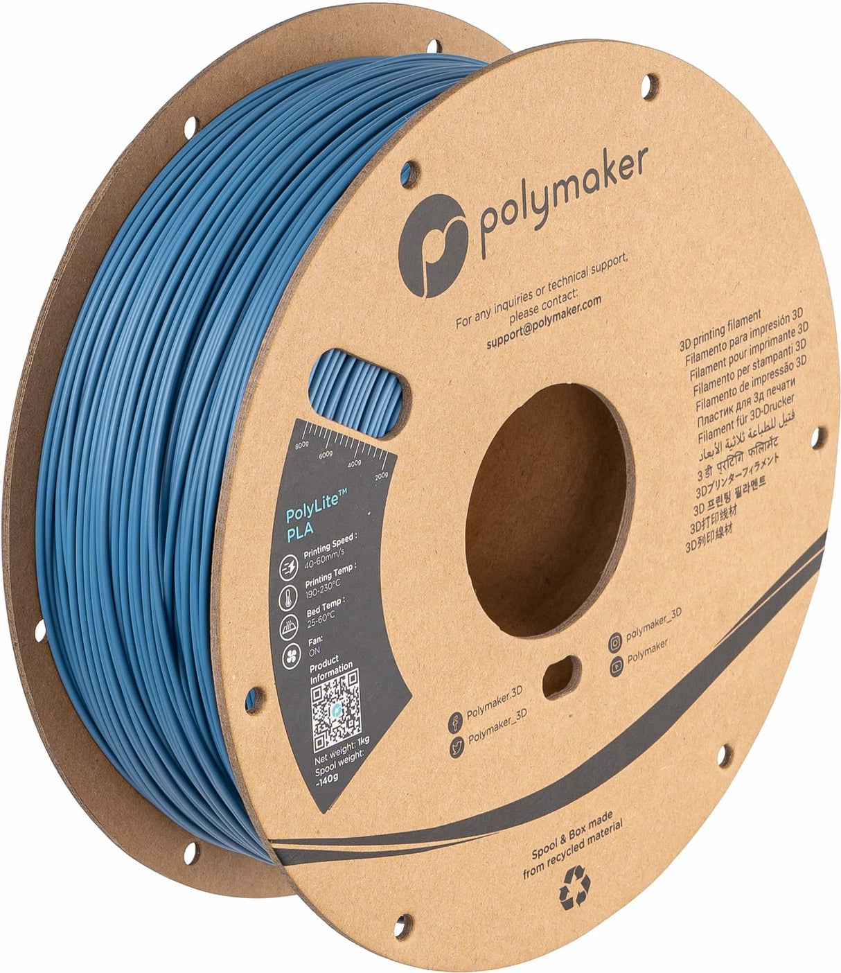 Polymaker PLA Filament, Stone Blue 3D Printing PLA Filament 1.75mm 1kg - PolyLite 3D Printer PLA Filament, Dimensional Accuracy +/- 0.03mm, Compatible with Most 3D Printer, Stone Blue POLYMAKER