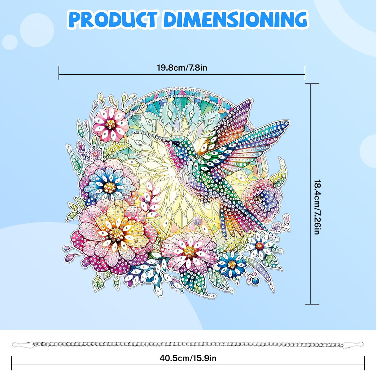 Bowetile Bird Diamond Art Hanging Kits for Adults Kids, 5D Special Shape Diamond Painting Flowers Pendant Kits, Animal Gem Art Suncatchers Painting Ornament for Home Garden Wall Decor Bowetile