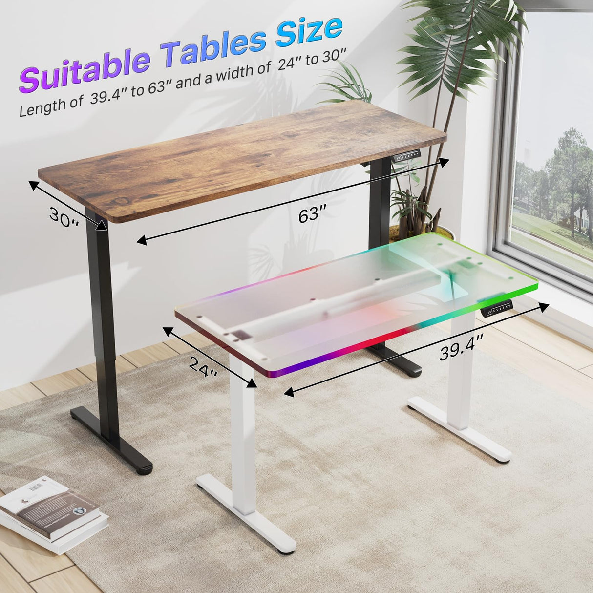 JOYSEEKER Electric Standing Desk Frame Workstation,Stand up Desk Legs Height Adjustable,Ergonomic Sit Stand Desk Base for 39 to 63 inch Table Tops,Black JYLH JOYSEEKER