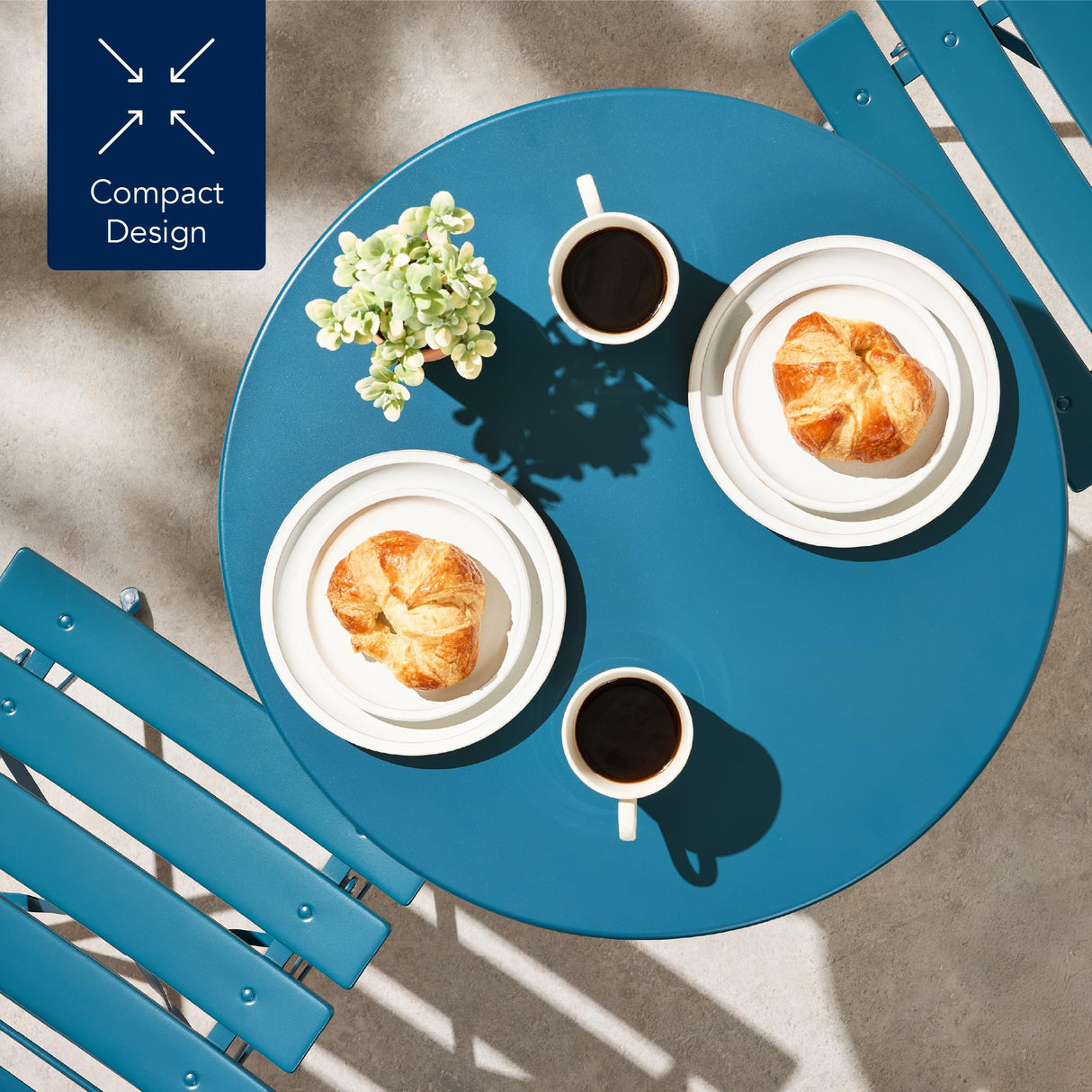 Best Choice Products 3-Piece Bistro Set, Space Saving Folding Design, Solid Steel, Outdoor Patio Furniture Set w/ 2 Chairs, Bistro Table - Peacock Blue Best Choice Products