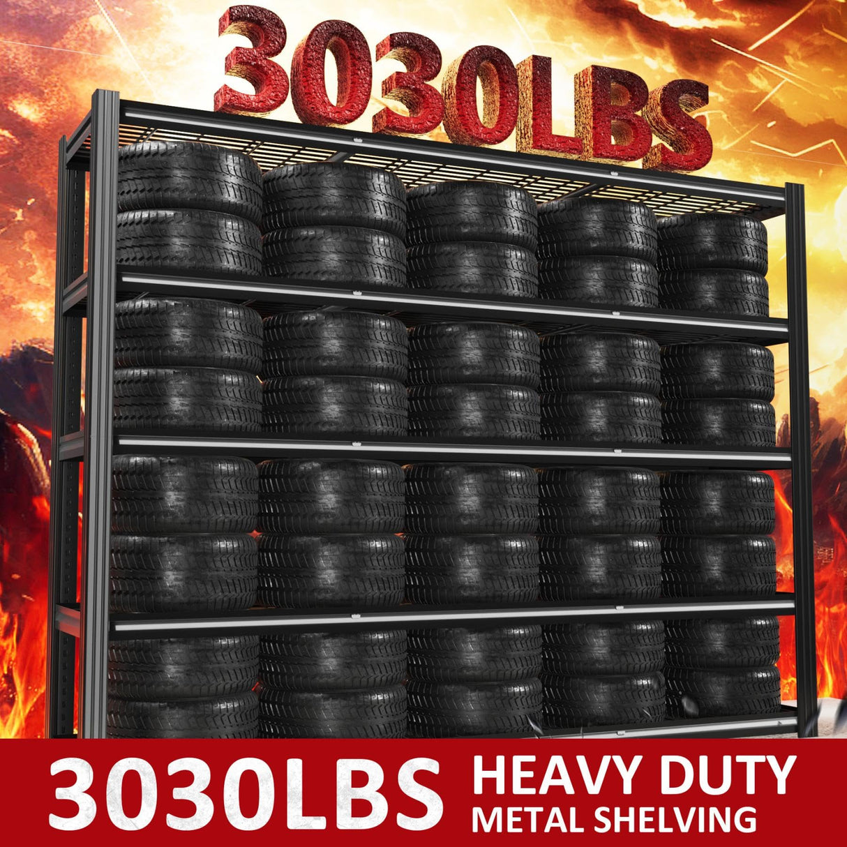 VDEVY 60" W x 72" H x 24" D Garage Shelving Heavy Duty,5 Tier Adjustable Metal Shelves Storage Rack,3030 LBS Large Industrial Shelving Unit for Basement,Warehouse,Garage Organization VDEVY