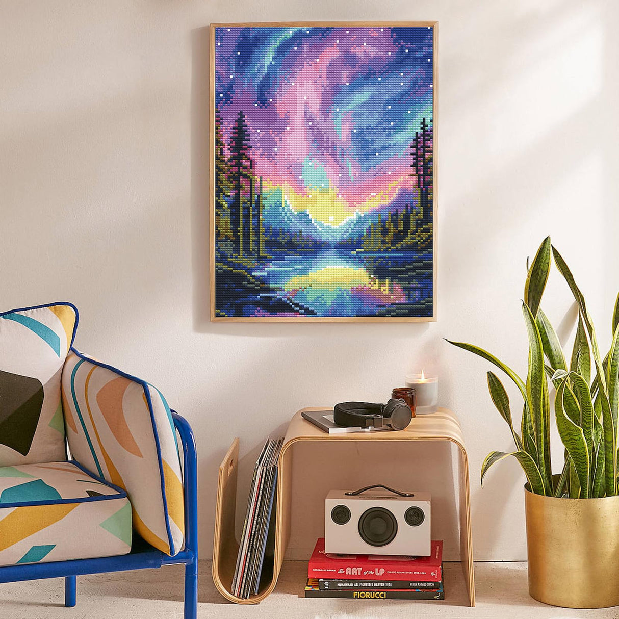 Offito Aurora Diamond Art Kits for Adults, 5D Starry Sky Lake Diamond Painting Kits for Beginners, Fantastic Landscapes DIY Full Drill Dots Gem Art Paint for Home Wall Decor 12 x 16 Inch Offito