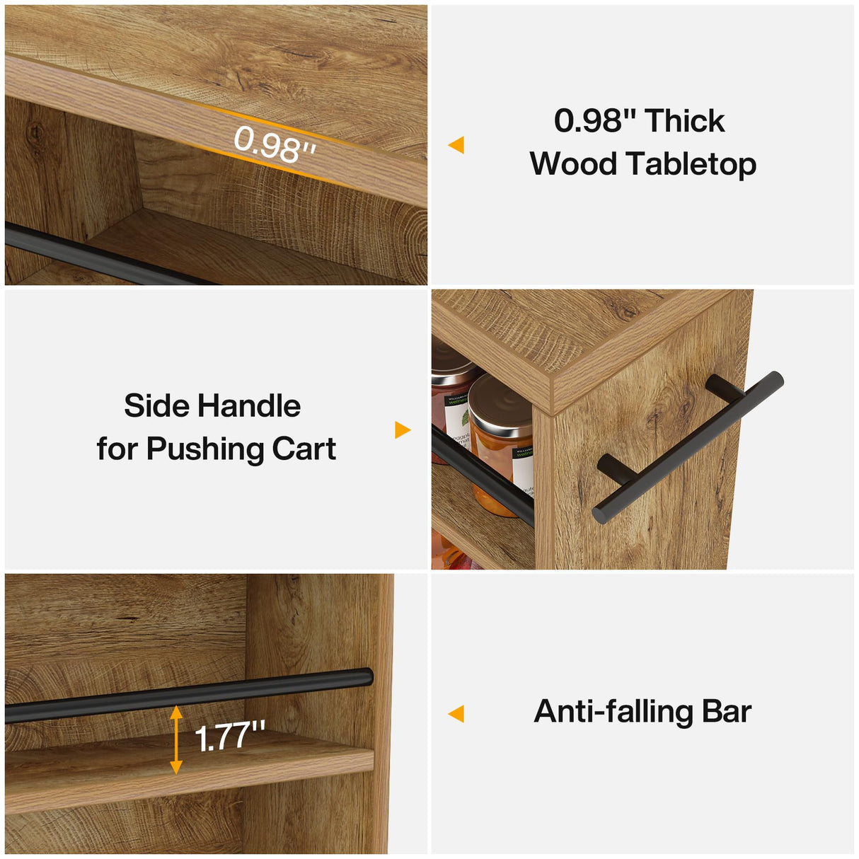 Tribesigns Slim Storage Cart, Rolling Narrow Kitchen Cart on Wheels for Small Place, 4-Tier Slide Out Slim Utility Cart Skinny Laundry Cart with Handle for Kitchen, Bathroom, Laundry (Farmhouse) Tribesigns