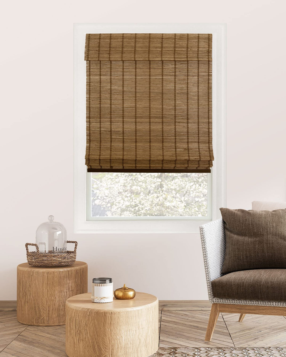 Chicology Elk Roman Bamboo Blinds - Cordless Window Shades, 23" W x 64" H CHICOLOGY