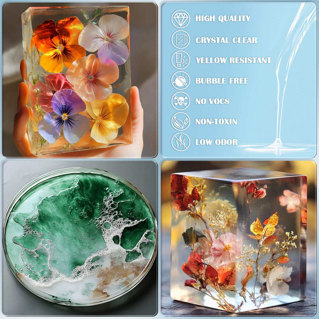 Deep Pour Epoxy Resin Kit - 1 Gallon Clear Resin Epoxy for Crafts, Resin Jewelry Making, Resina Epoxica para Manualidades, Art Resin Easy Mix 1:1 Ratio, Strong, Anti-Yellowing, Non - Bubble ERCorArt