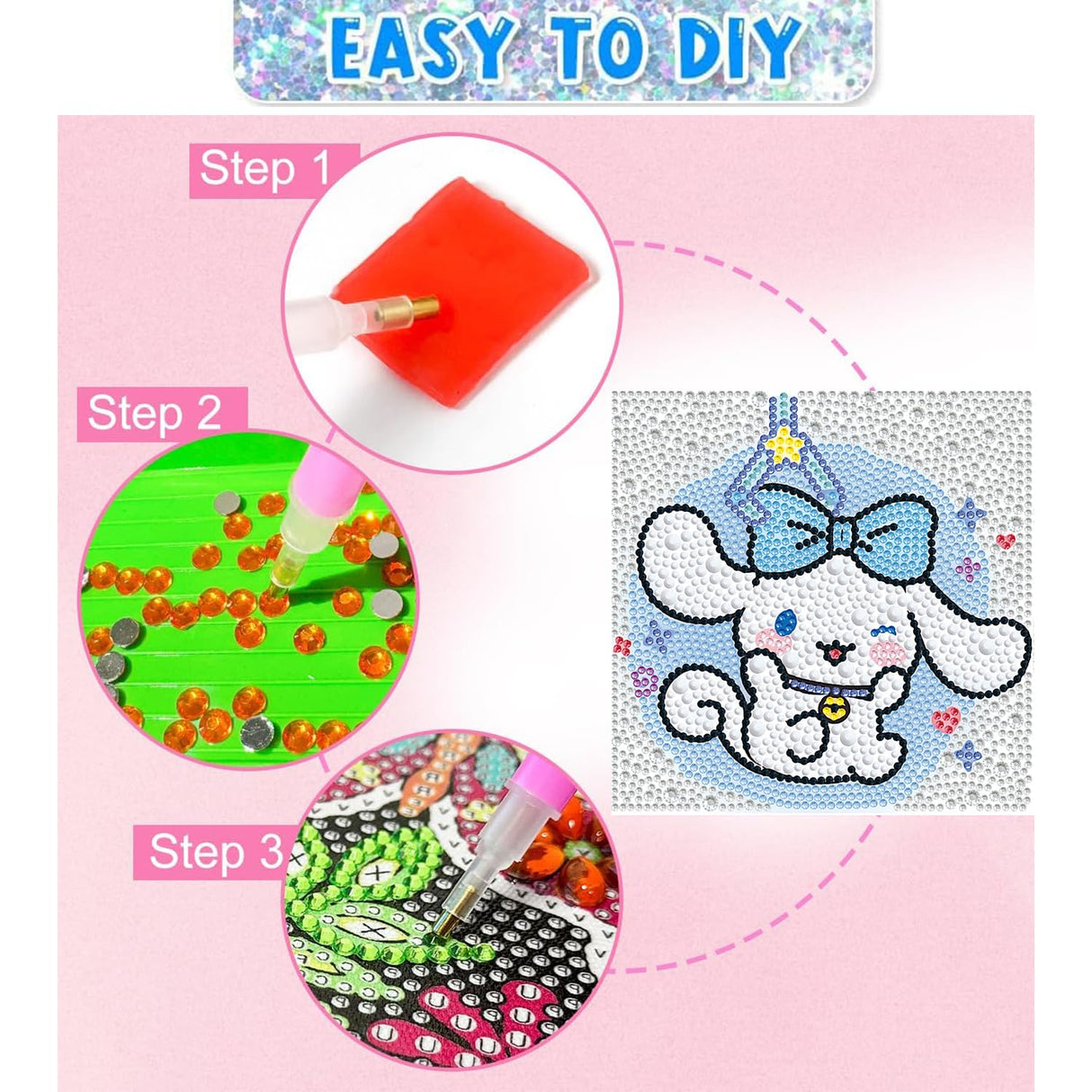 YSUNETER Diamond Painting Kits for Kids Beginner - Framed DIY 5D Full Drill Diamond Art Kits for Children, Cute Animals Round Crystal Rhinestone Gem Art Crafts Home Wall Art Decor 5.9 x 5.9 Inches YSUNETER