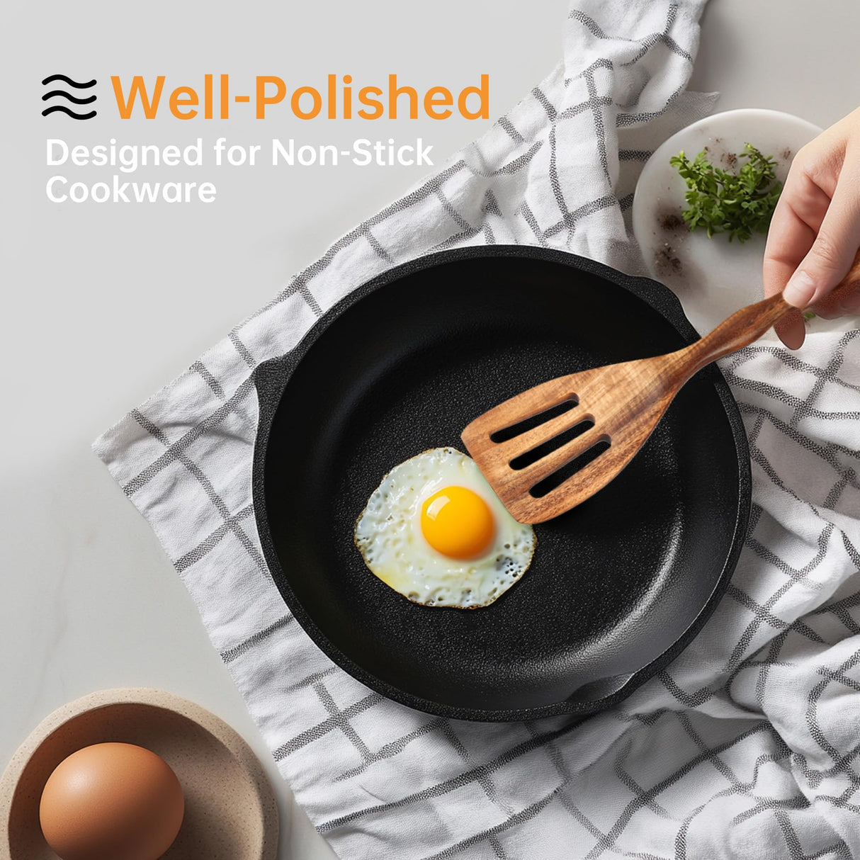 KARRYOUNG Acacia Wood Spoons for Cooking Set of 6, Wooden Cooking Utensil Set, Wooden Spatula, Slotted & Pasta Spoon, Solid Wood Cooking Spoons KARRYOUNG