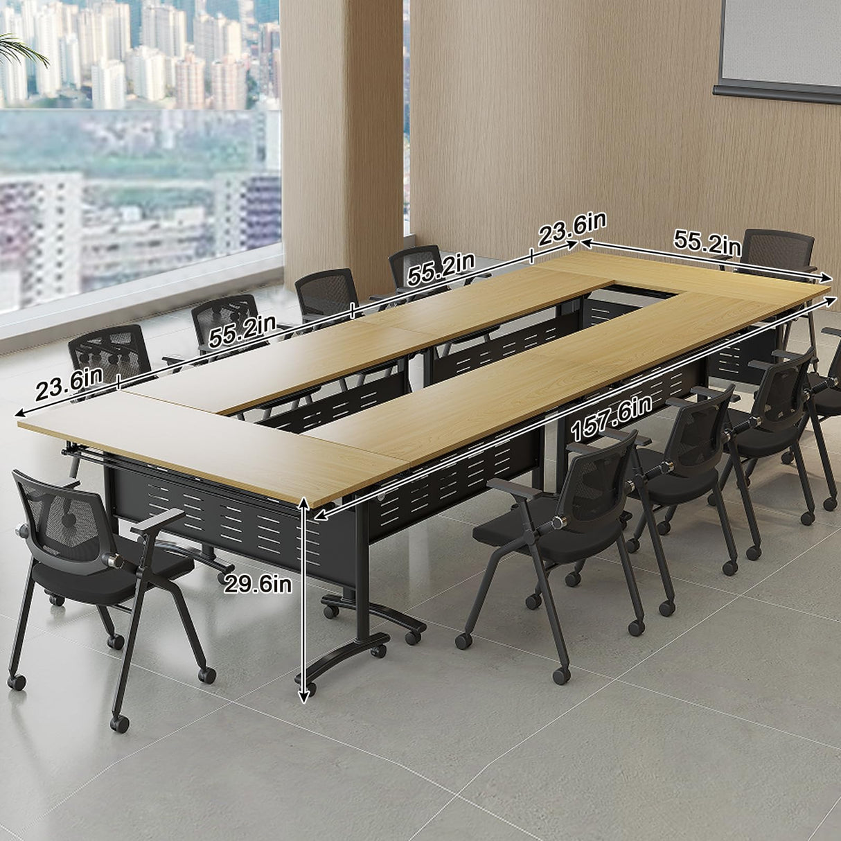 6 Pack Modern Office Folding Conference Table,The Conference Room Table with Caster Wheels,Flip Top Mobile Training Table Foldable Meeting Table for Office,Meeting Room,Classr ZanyCajole