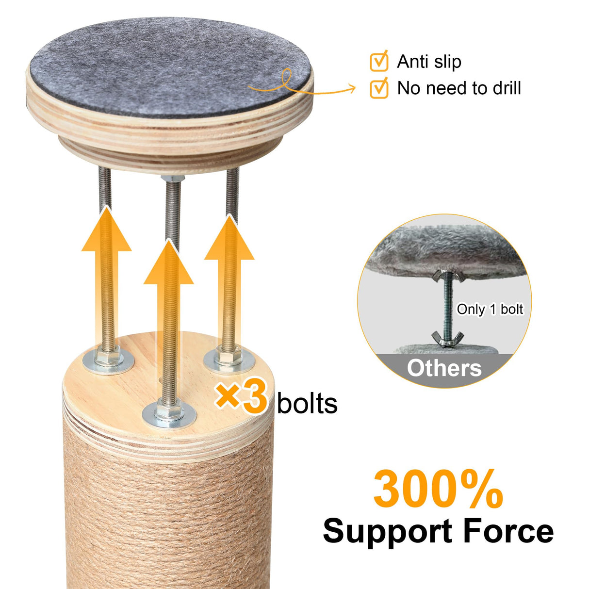 FUKUMARU Floor to Ceiling Cat Tree, 6 Level Adjustable Height (5.7-9.8 ft) Climbing Tower with Thickened Scratching Posts, Cat Activity Center with Transparent Capsule and Cozy Hammock FUKUMARU