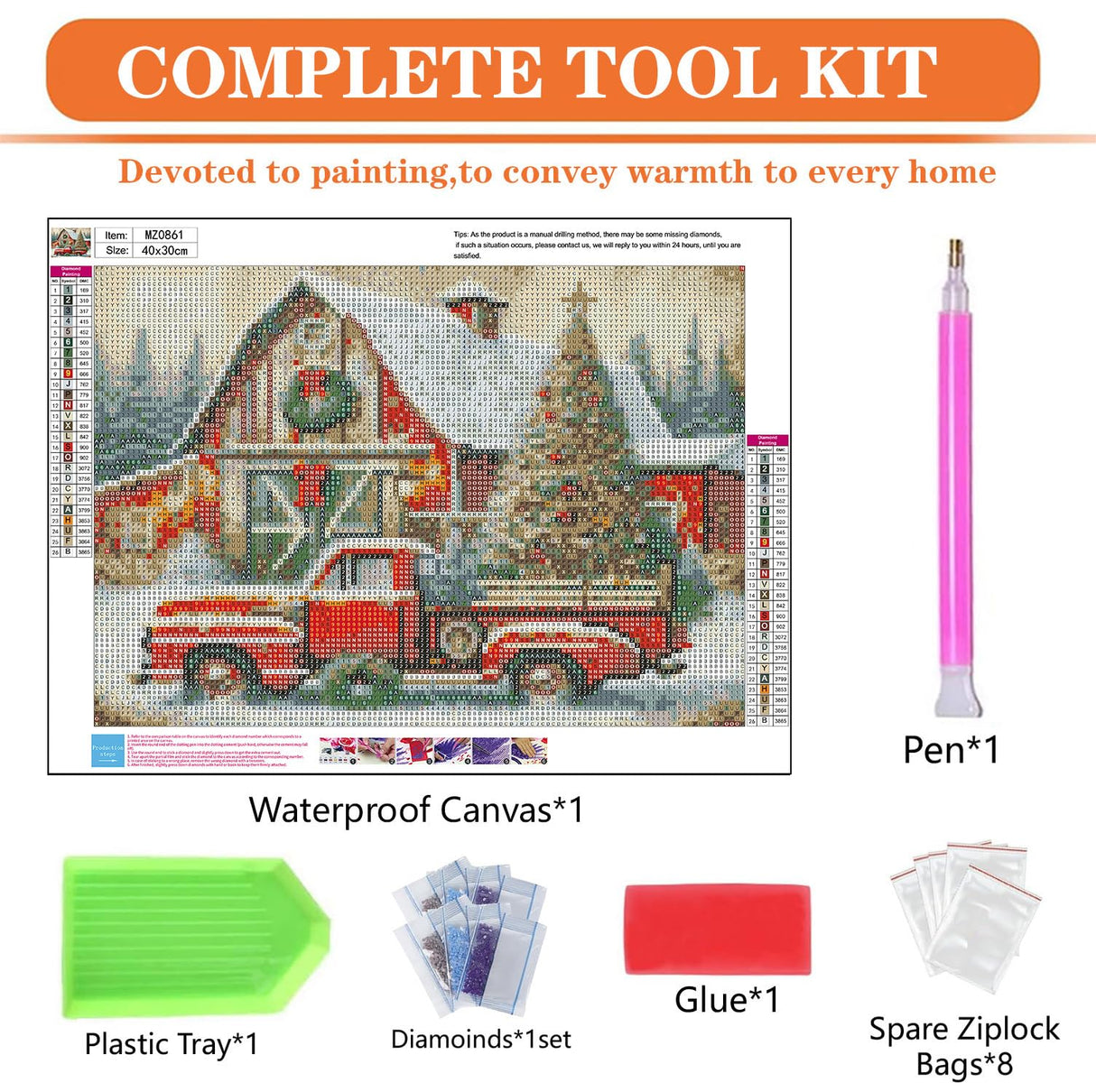 igoodom Diamond Art Kits for Adults, Christmas Diamond Painting Kit, Full Drill Round Christmas Red Truck Diamond Art Kits, DIY Gem Art and Crafts for Home Wall Decor Gift 16x12inch igoodom