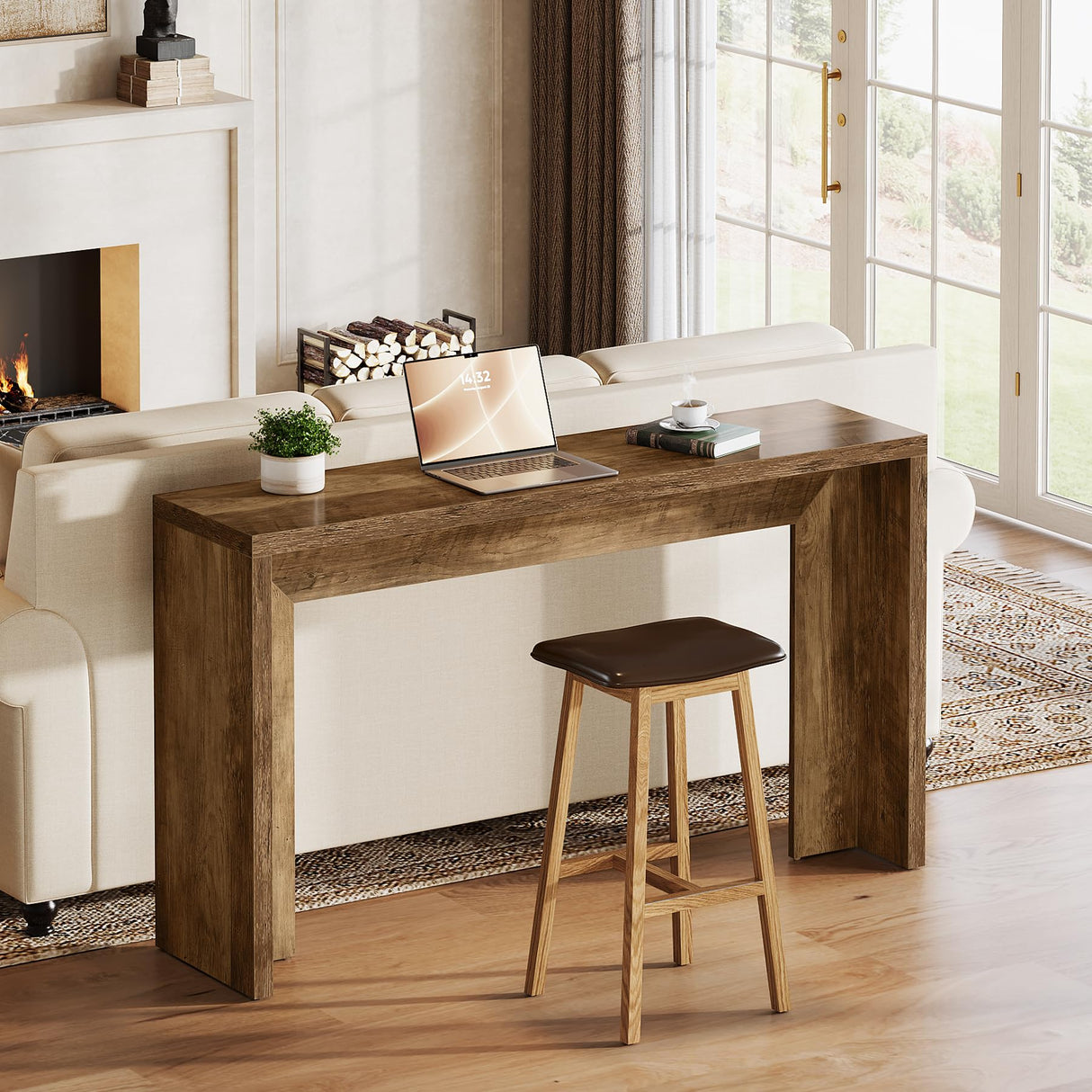 Tribesigns Farmhouse Console Table, 55-Inch Wooden Sofa Table with Storage for Entryway, Foyer, Hallway, Living Room, Easy Assembly (Rustic Brown) Tribesigns