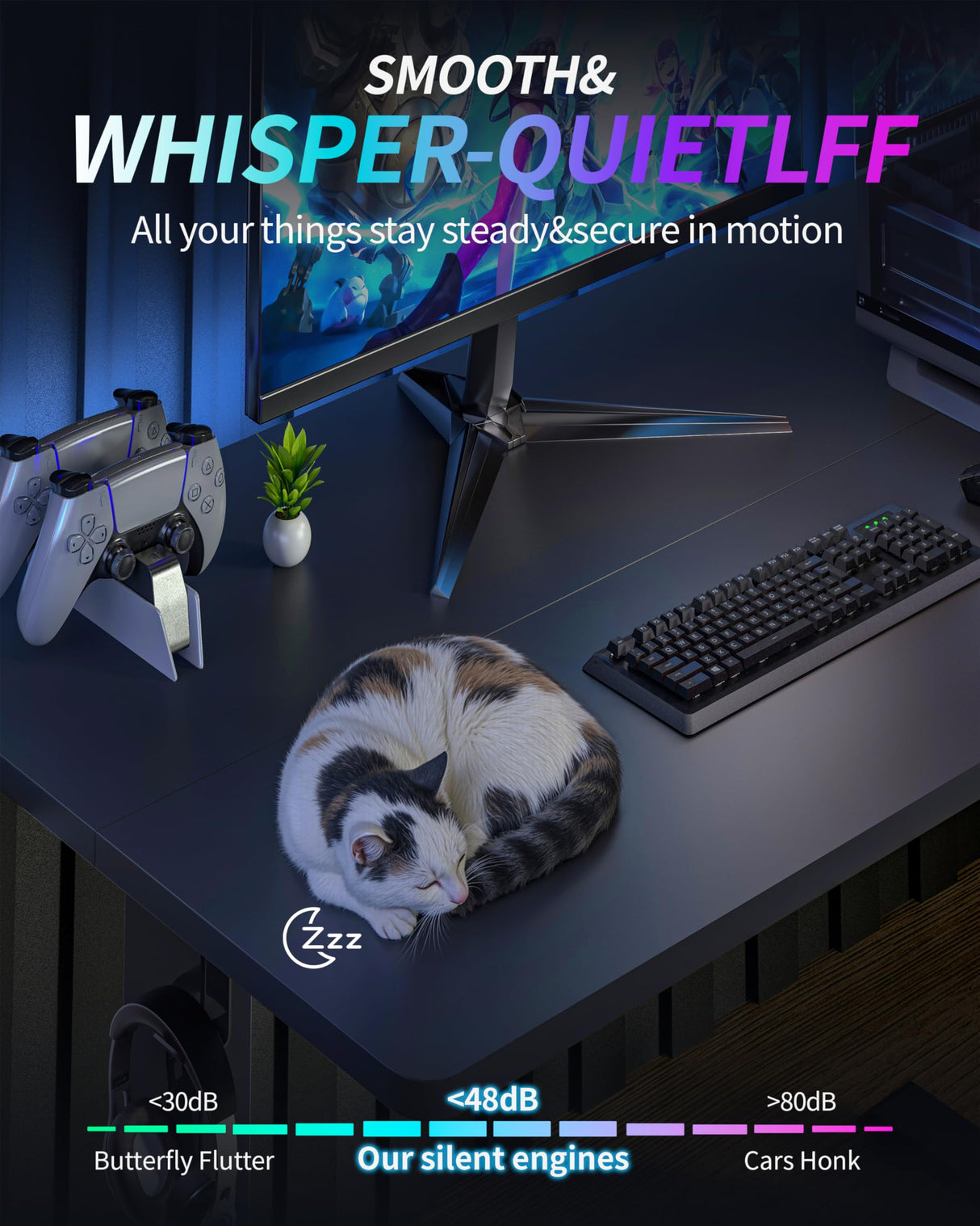 Standing Desk Electric Adjustable Computer Desk-Stand up Desk Office Gaming Home Office Memory Desks 48x24 inches Black BIZUM