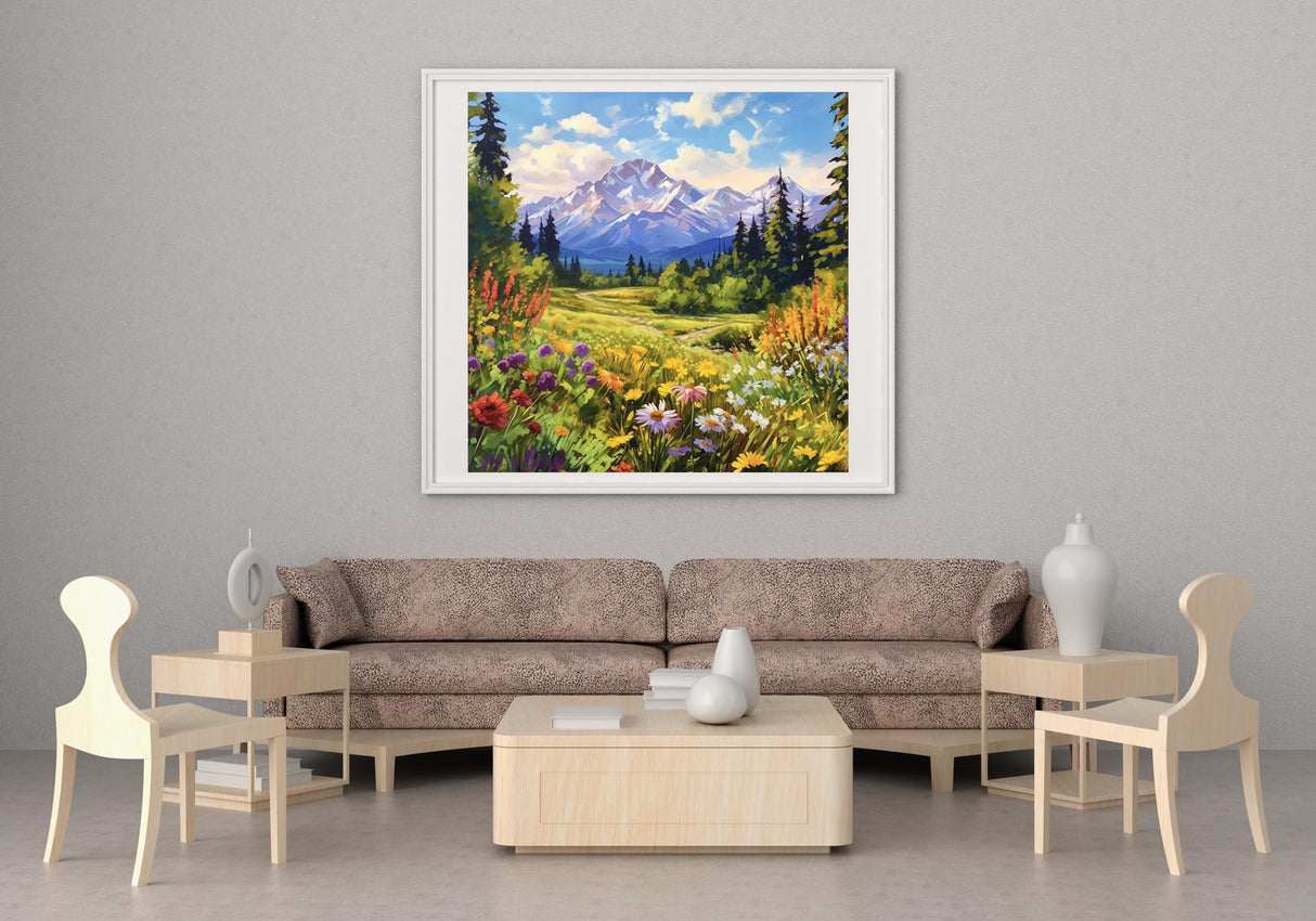 14CT Counted Cross Stitch Kits for Adults Mountain Flowers Advanced Stamped Cross Stitch Kits for Adults (Mountain 4) Moohue