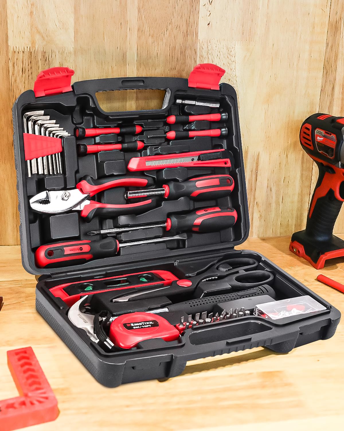 KingTool Home Repair Tool Kit - 149 Pieces Basic Home Repair Tool Set, General Mechanic Tool Set, General Household Tool Kit with Plastic Toolbox, Perfect for Homeowner, Office & College Repairs KingTool