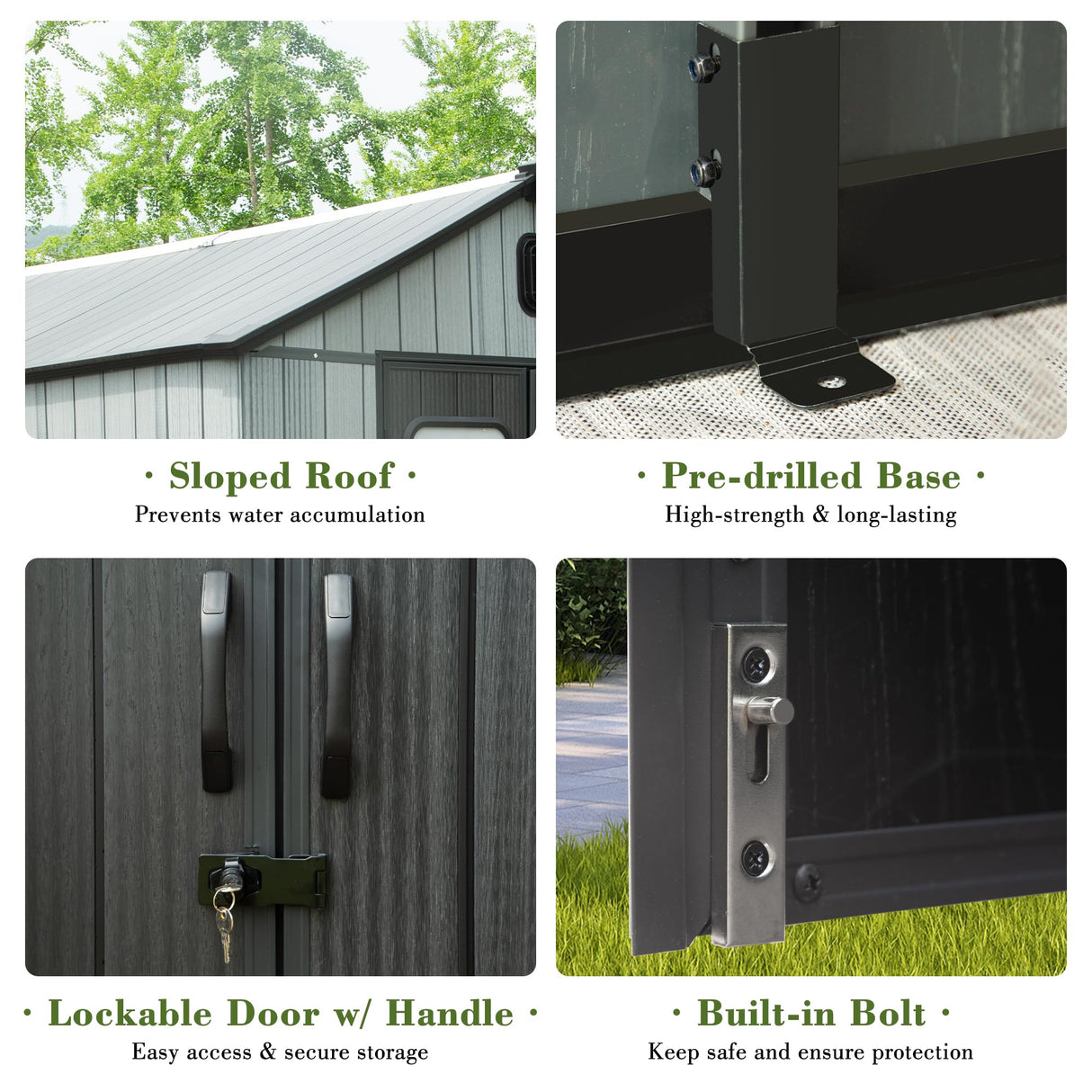 Domi 8x10FT Outdoor Resin Storage Shed with Transparent Windows & Louvered Vents, Plastic Tool Shed with Double Lockable Doors & Gable Roof, Outside Garden Shed for Backyard, Patio, Lawn, Grey domi outdoor living