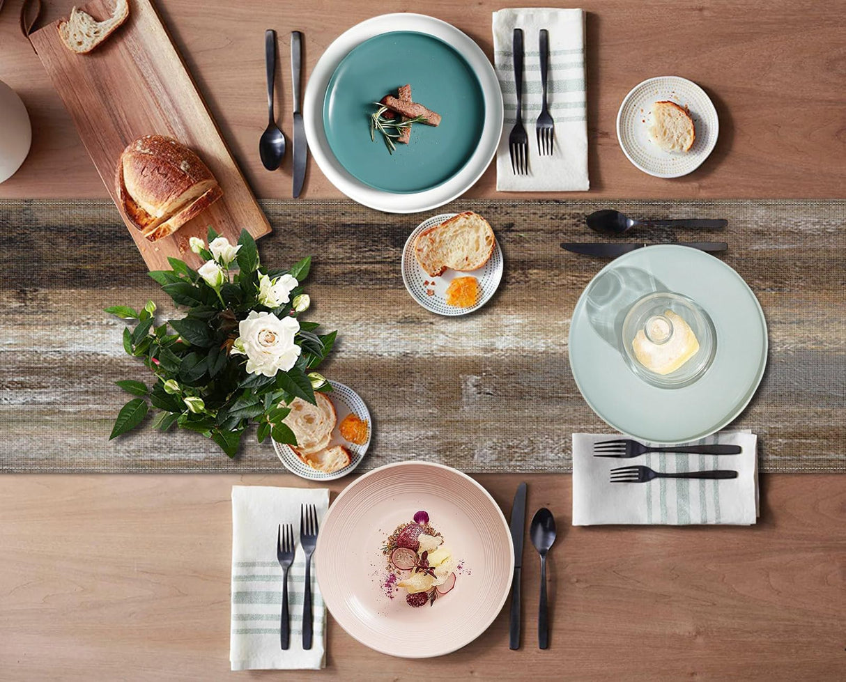 Emvency Farmhouse Table Runner, Abstract Grey and Dark Brown Art Painting for Kitchen Coffee Table Family Dinners Holiday Parties Wedding Events Decor(13x60 inch) Emvency