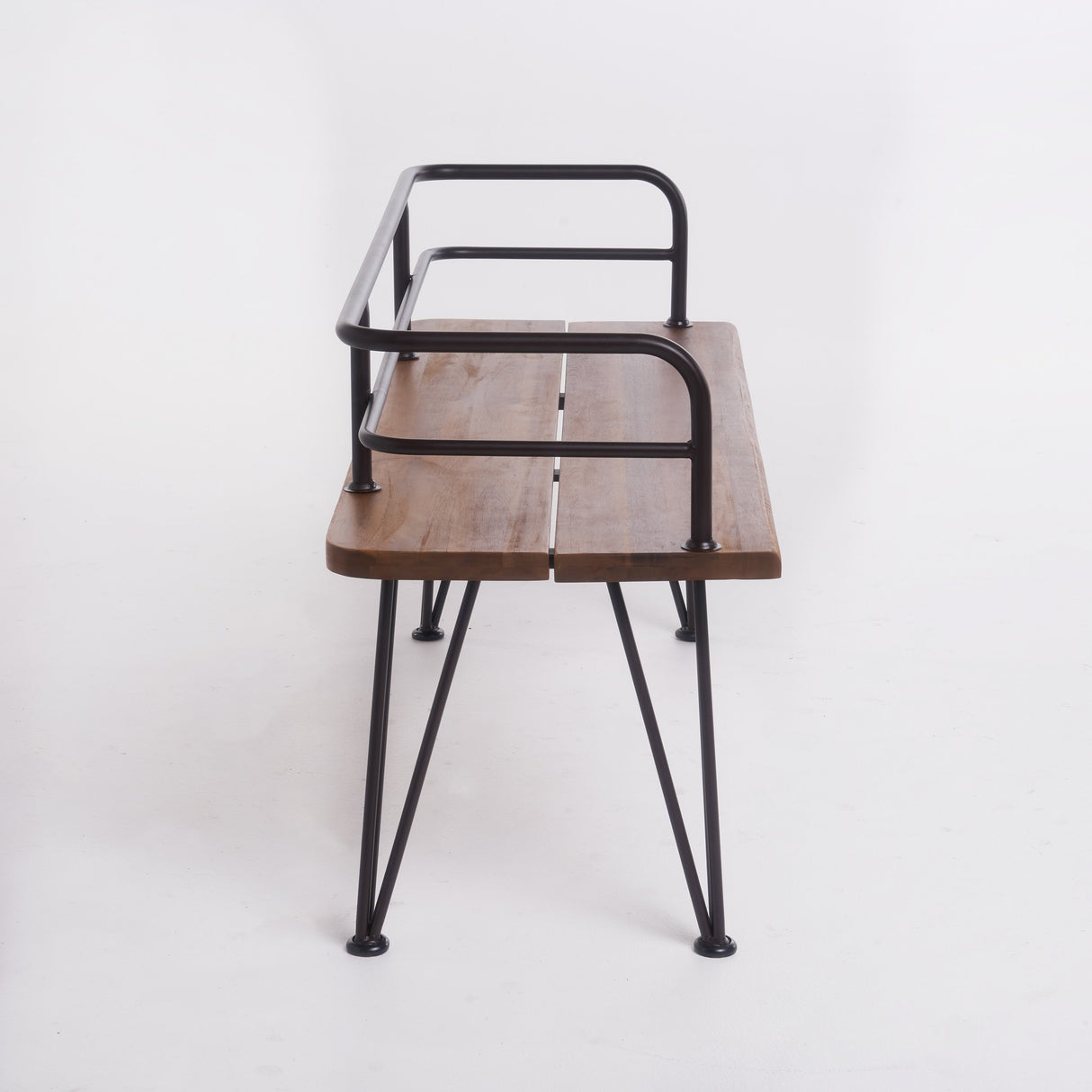 Christopher Knight Home Lastoro Outdoor Industrial Rustic Iron and Acacia Wood Bench, Teak Finish With Rustic Metal Christopher Knight Home