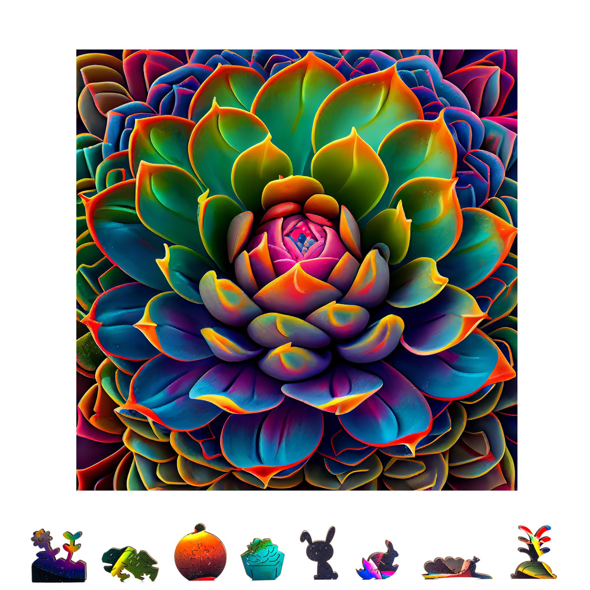ZenChalet - Simply Succulent 500 Piece Jigsaw Puzzles - Giftable Wood Jigsaw Puzzles Adult - Distinctive Premium Gifts, Cool Puzzle Brain Teaser - Rompe Cabezas Adultos 500 ZenChalet