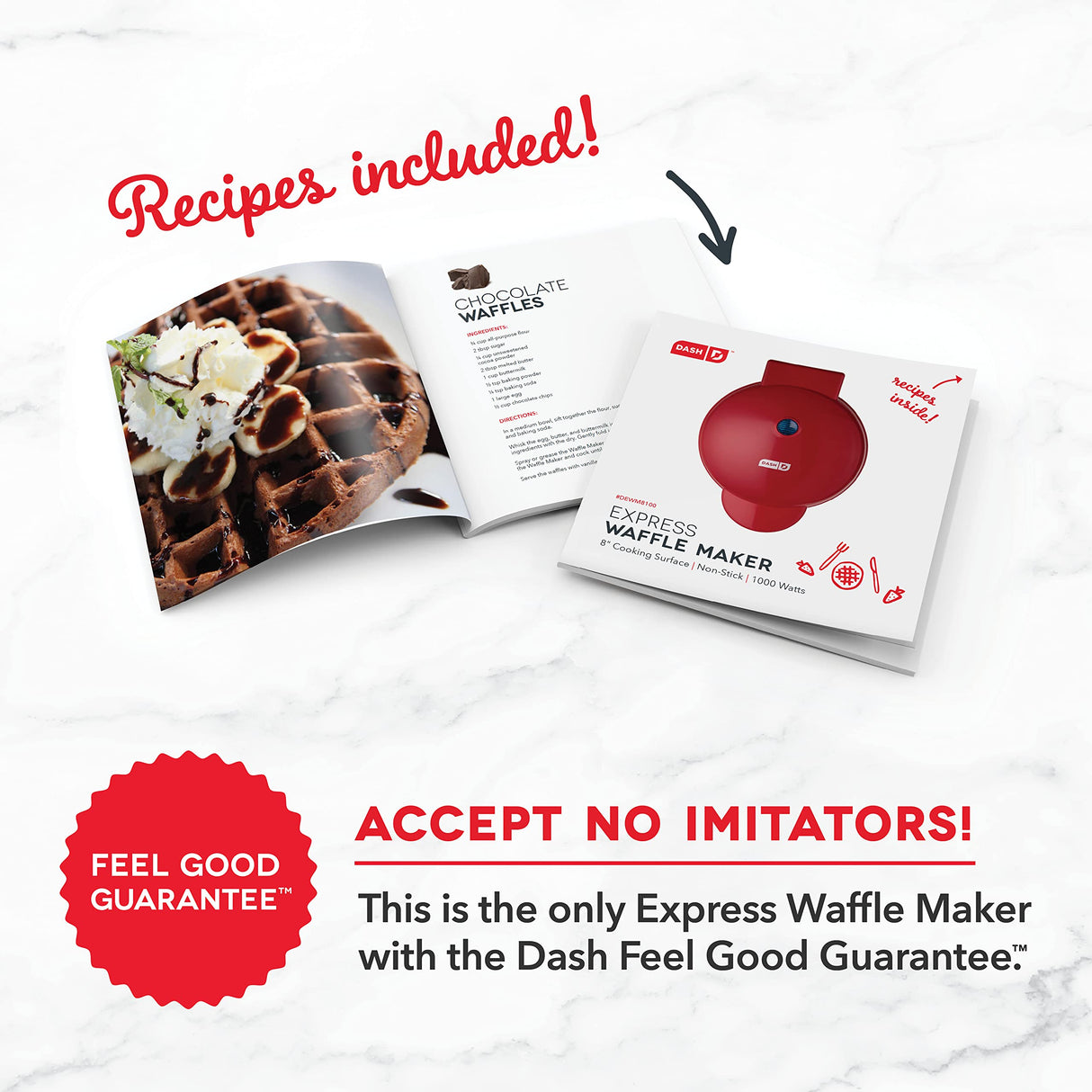 DASH Express 8” Waffle Maker for Waffles, Paninis, Hash Browns + other Breakfast, Lunch, or Snacks, with Easy to Clean, Non-Stick Cooking Surfaces - Black DASH